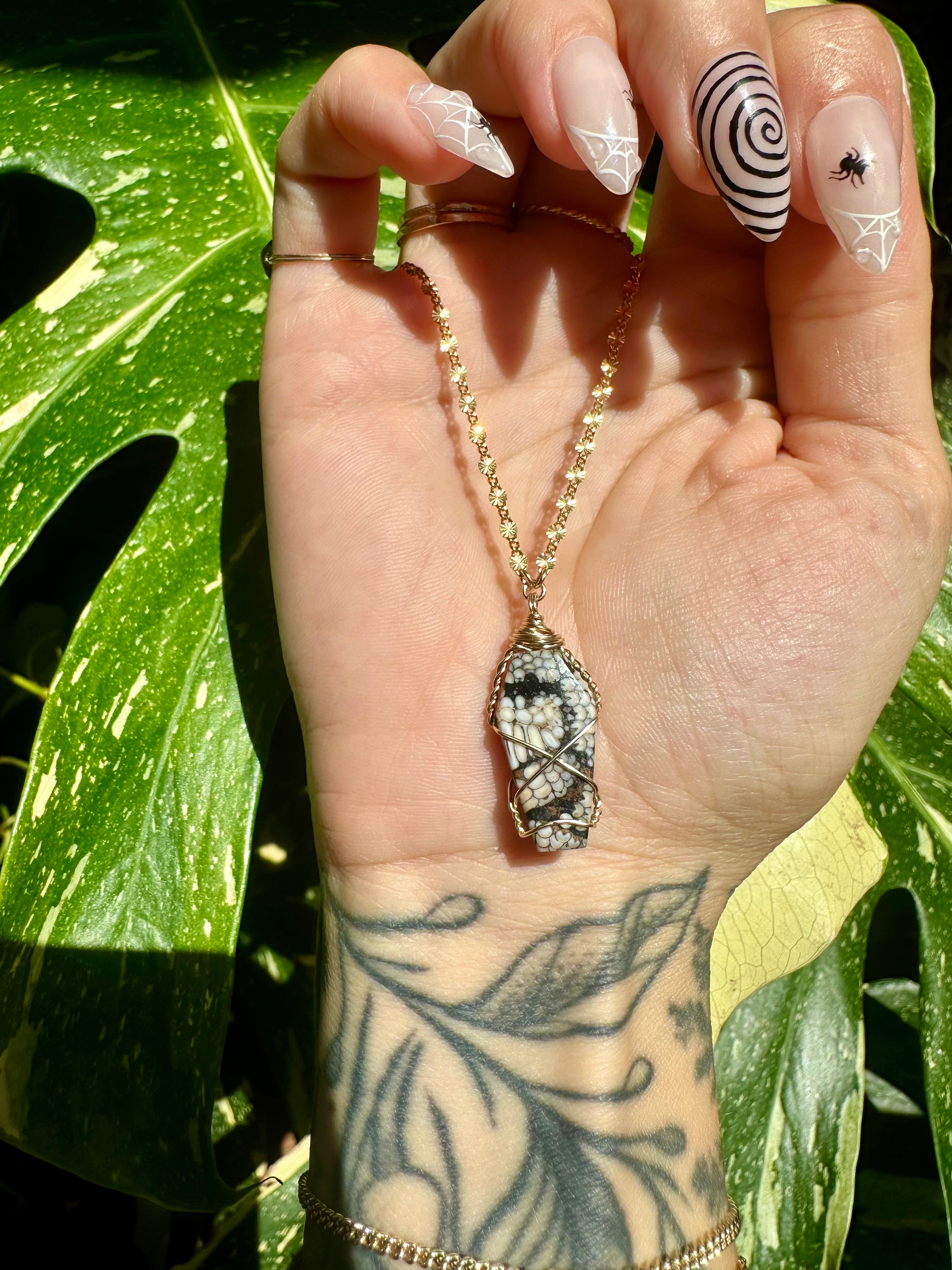 *one of one* snake skin fossil coffin necklace in 14k gold fill