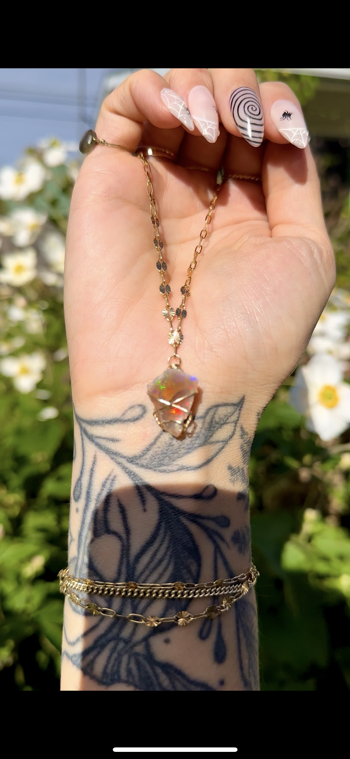 *one of one* ♡ iridescent raw opal necklace in 14k gold fill*