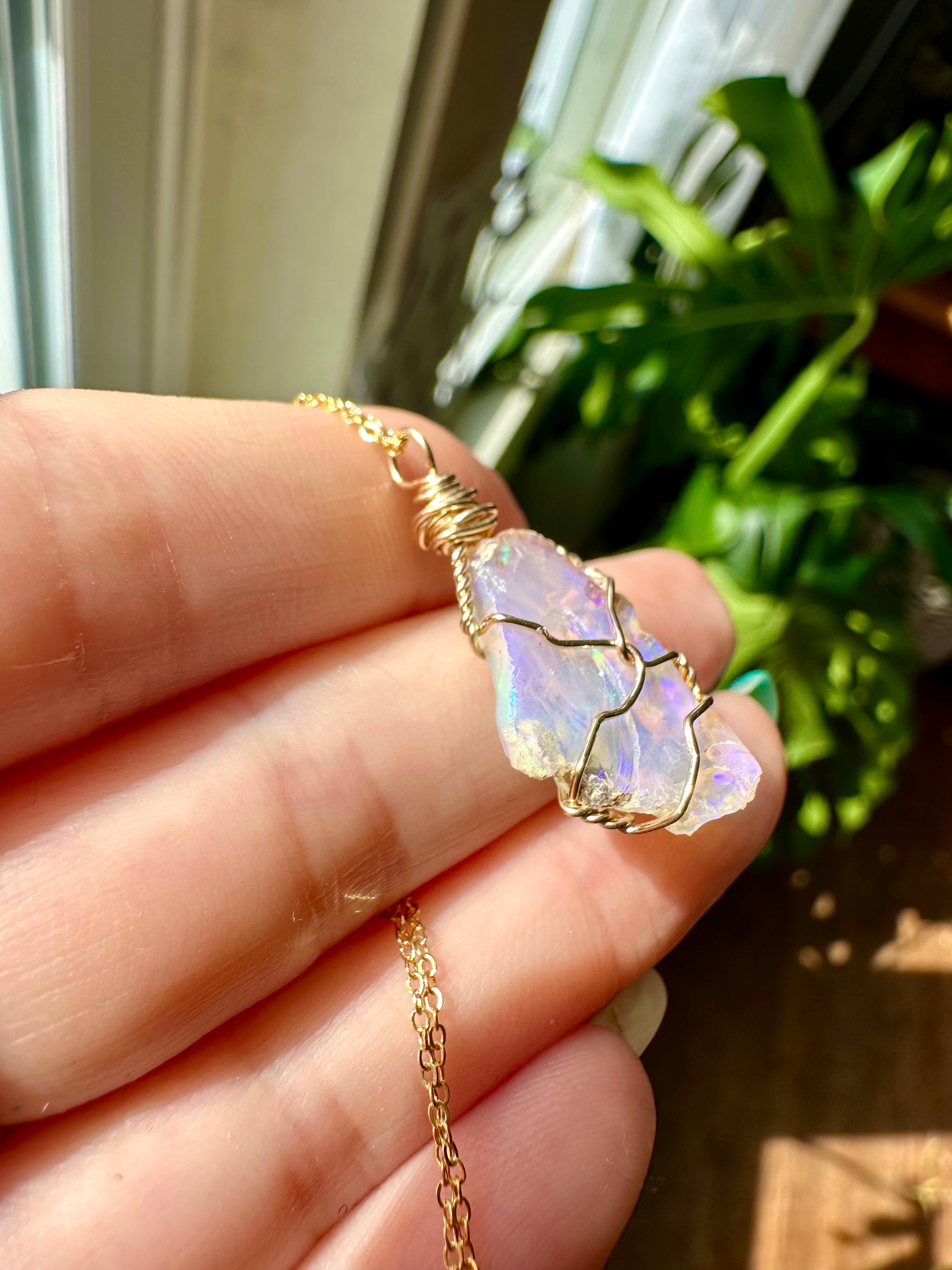 ♡one of one♡ raw opal necklace in gold