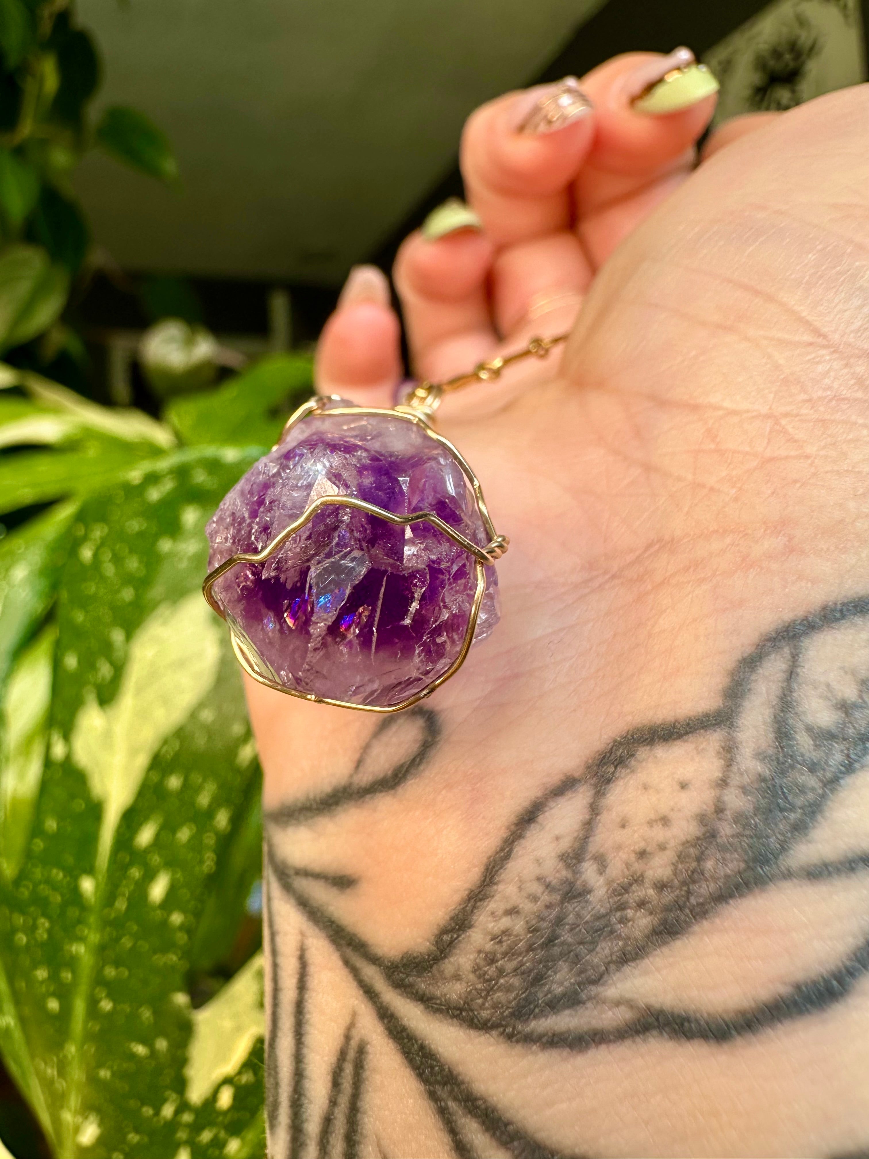 *one of one* raw amethyst necklace in 14k gold