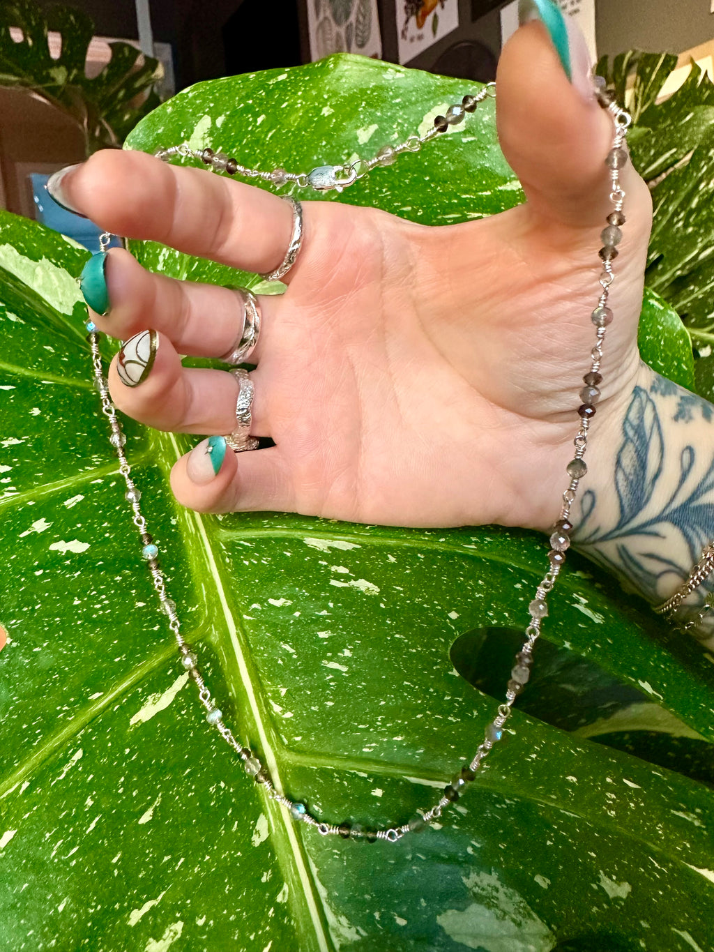 labradorite & smoky quartz necklace