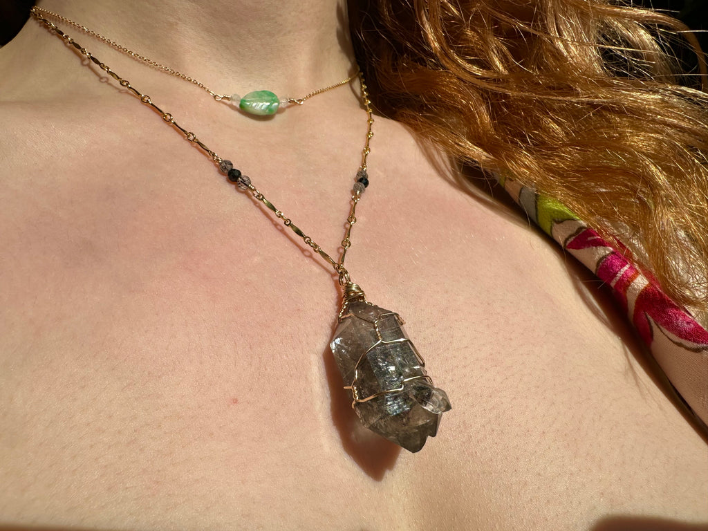 *one of one* raw smoky quartz necklace in gold