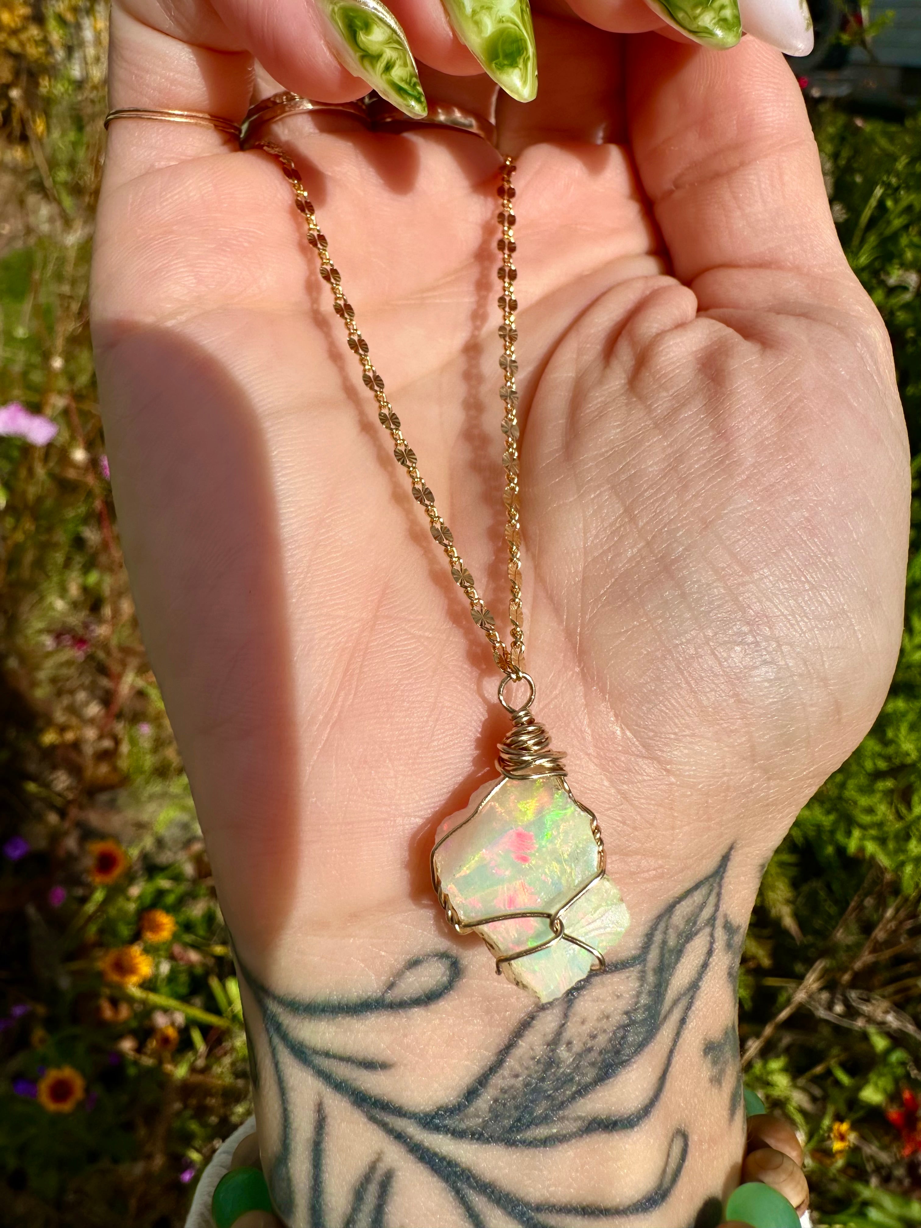 ♡one of one♡ raw opal necklace in 14k gold *
