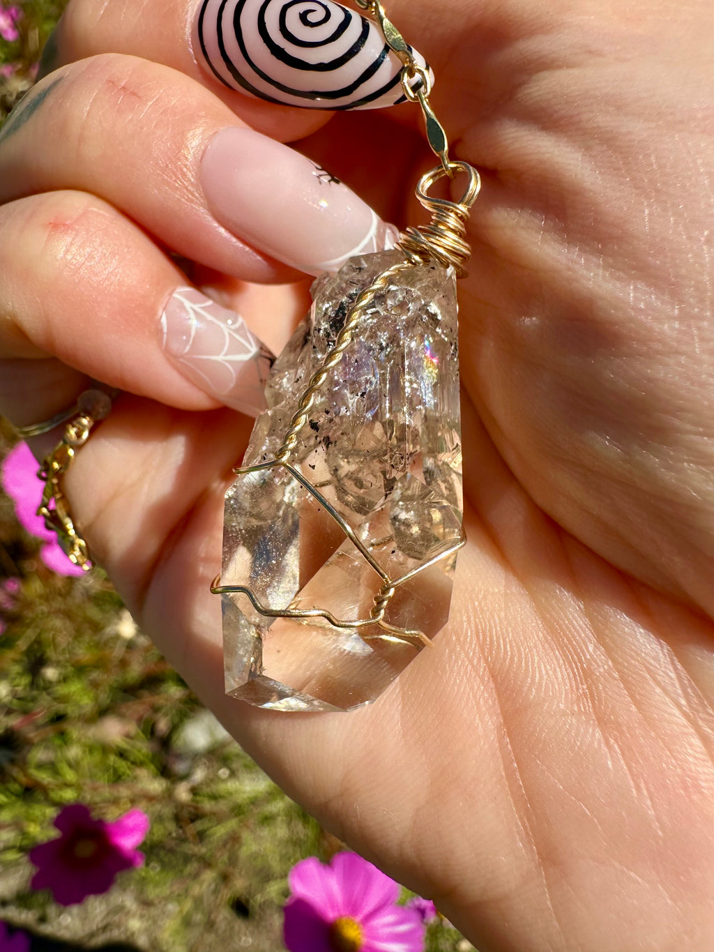 *one of one* ‘diamond’ quartz drop necklace in 14k gold fill