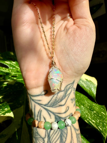 ♡one of one♡ iridescent raw opal necklace in 14k gold ***