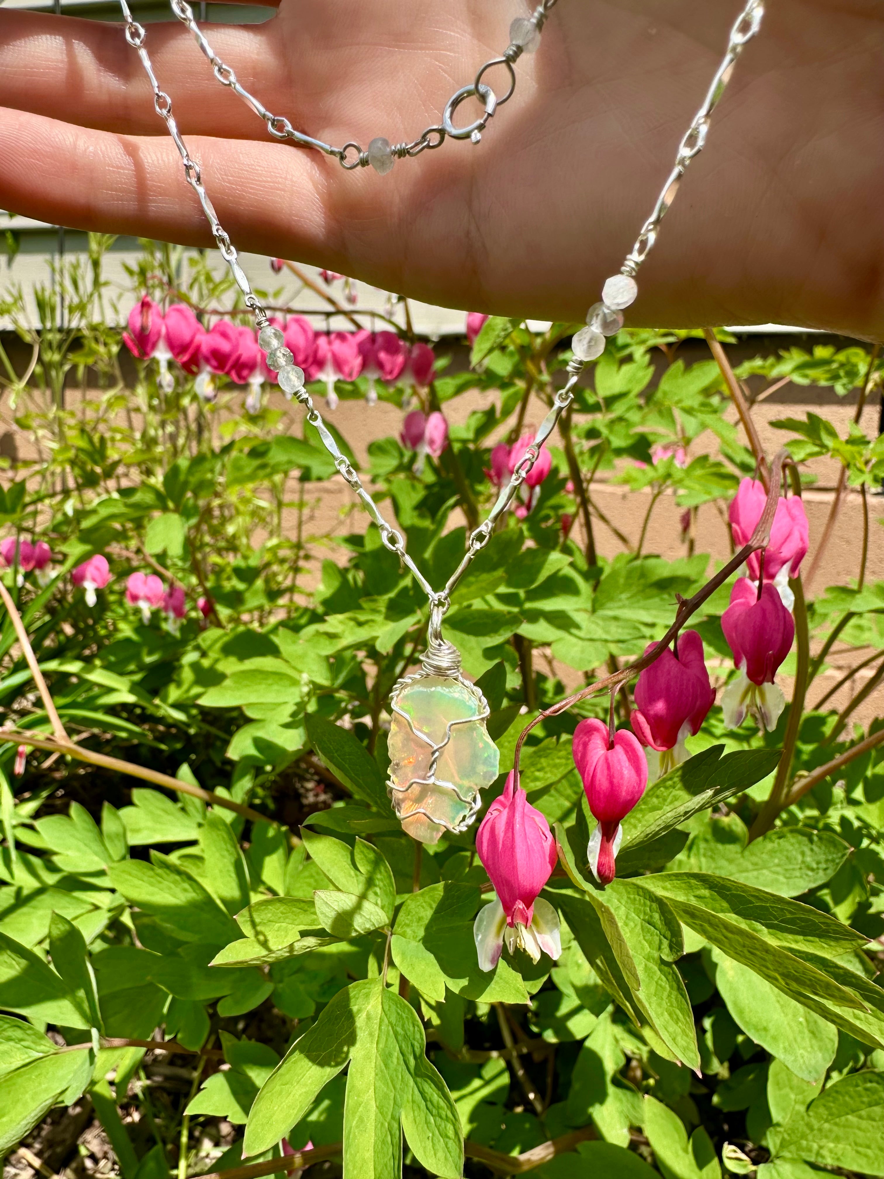 *one of one* ♡ raw opal necklace in sterling silver
