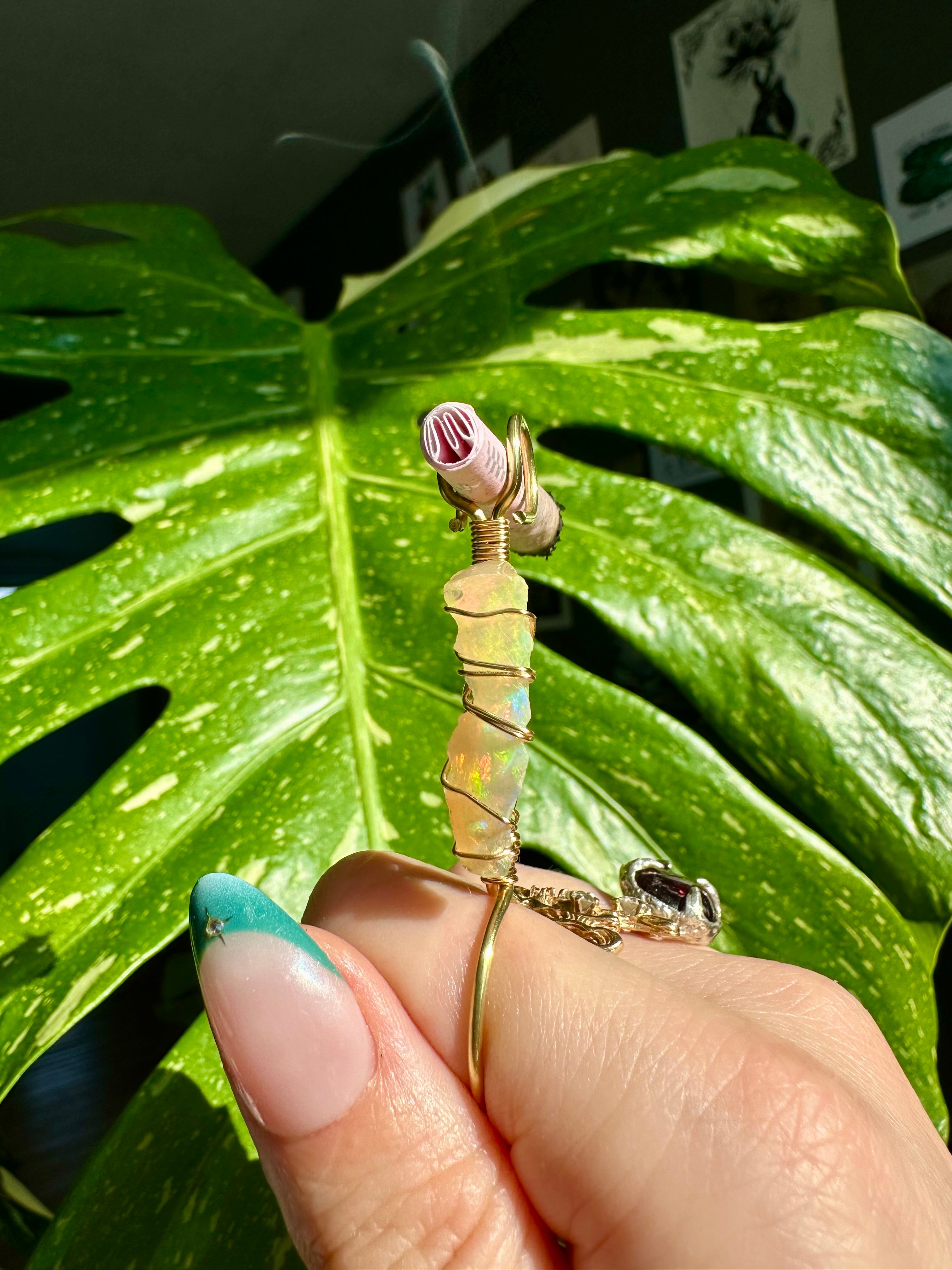 raw opal smoke ring in brass ♡