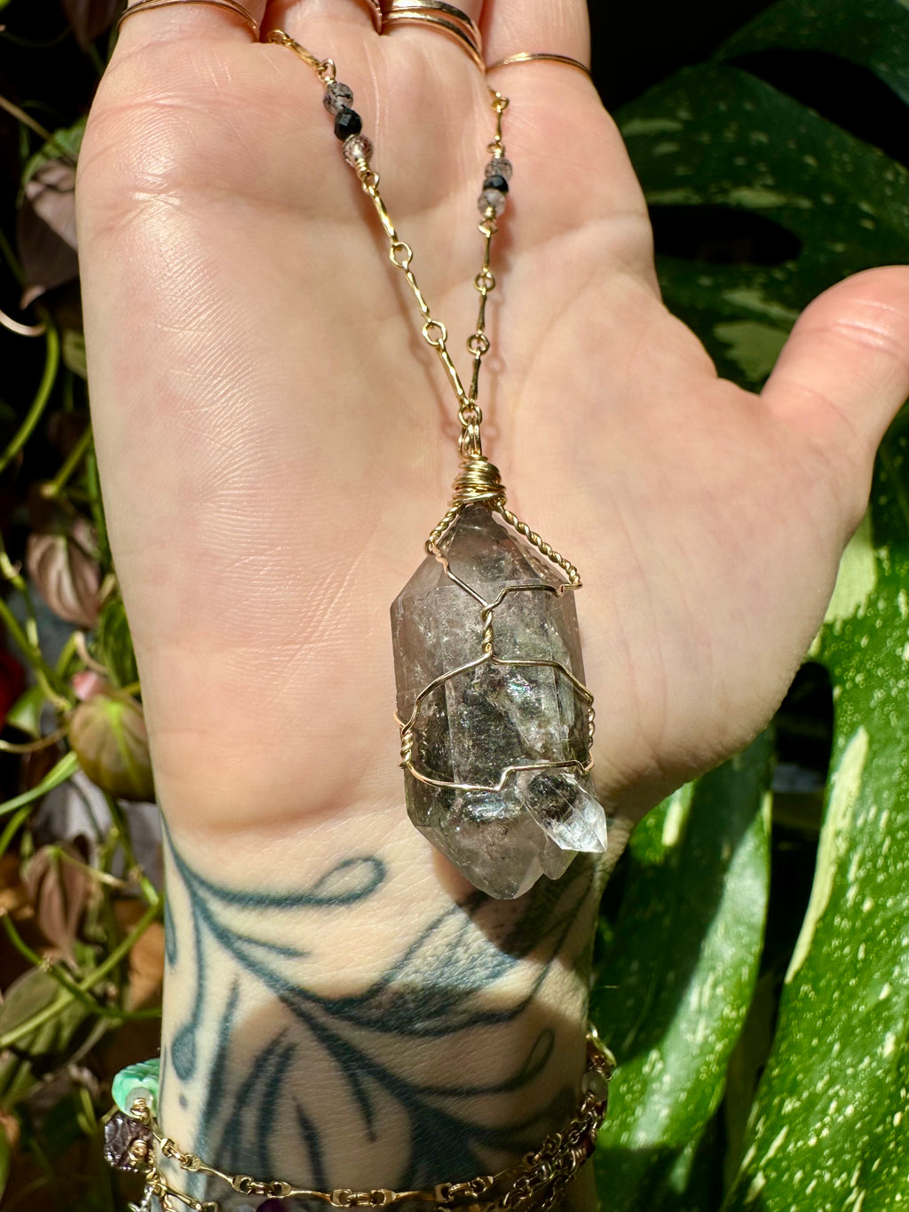 *one of one* raw smoky quartz necklace in gold
