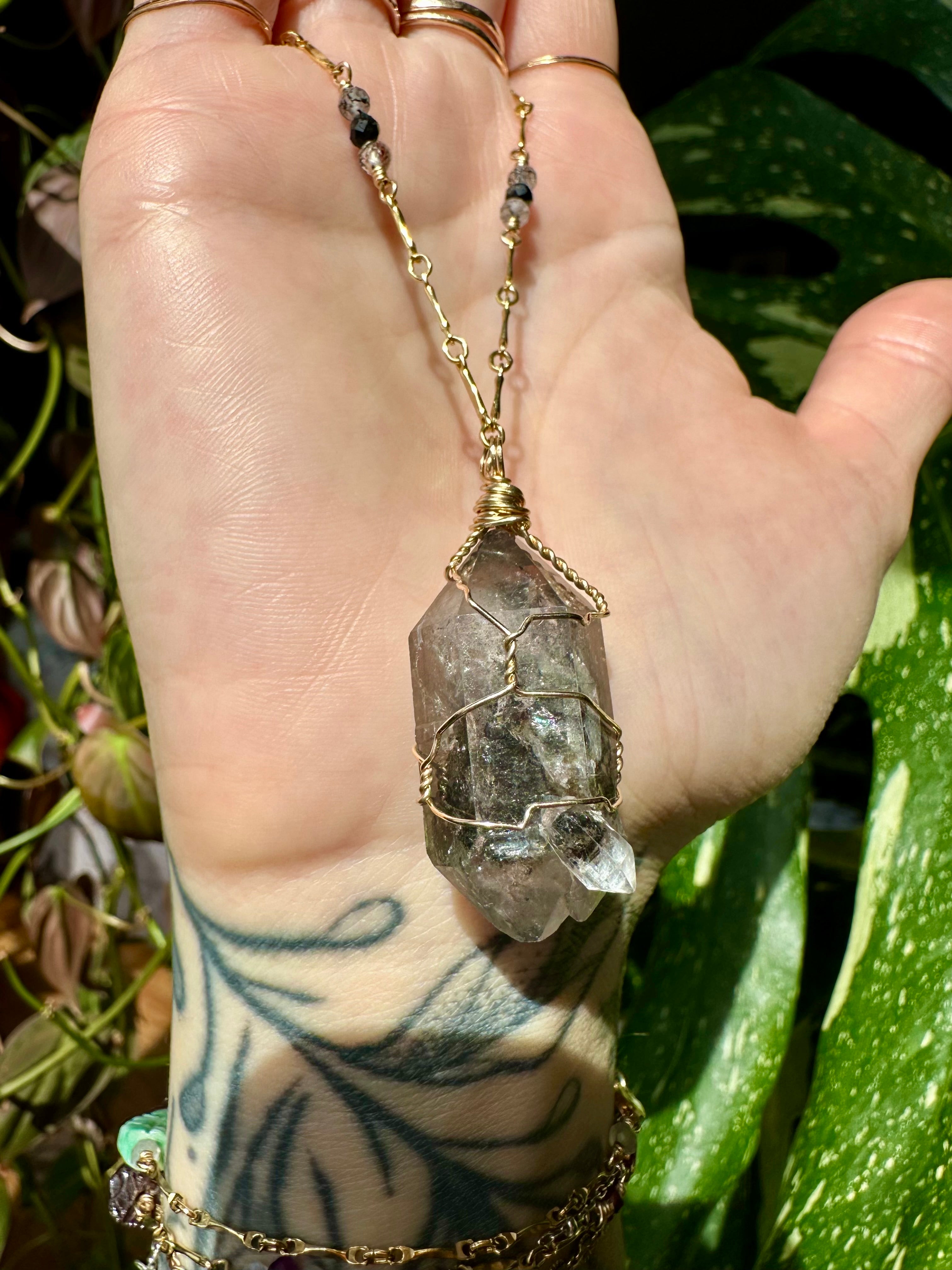 *one of one* raw smoky quartz necklace in gold