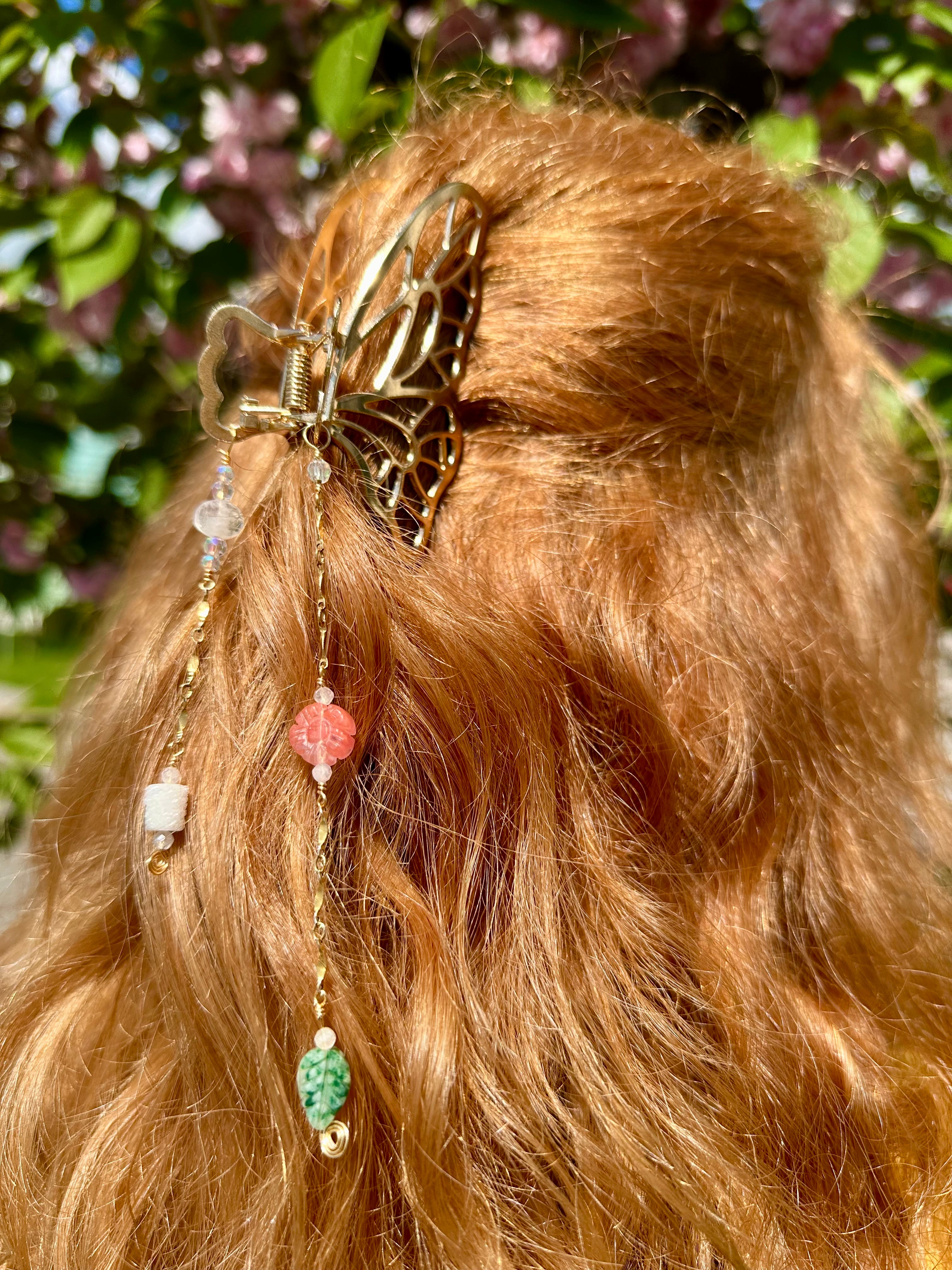 forest fairy butterfly crystal hair clip