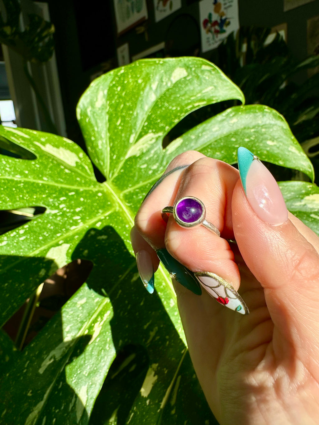 amethyst sterling silver ring size 6.5