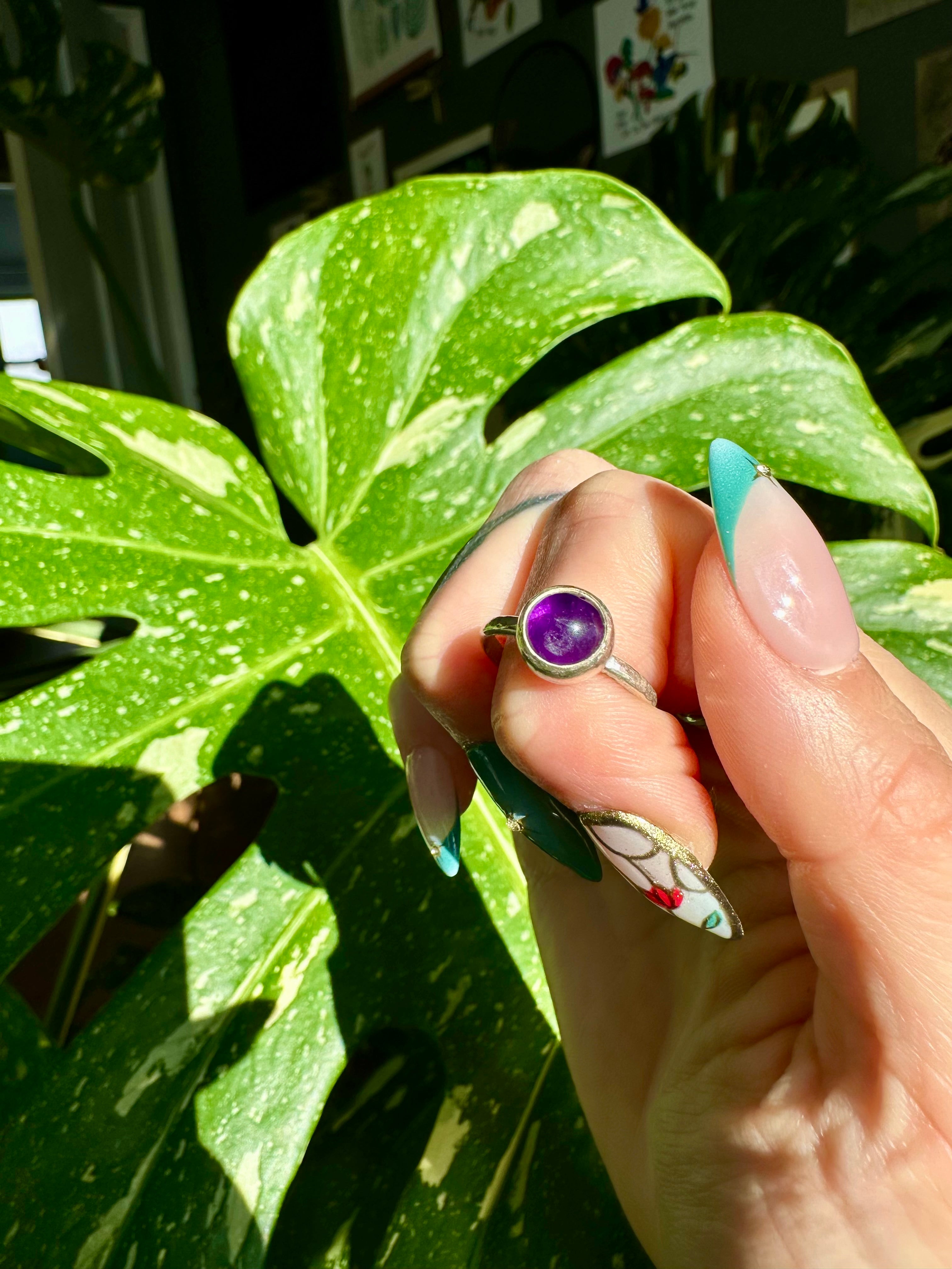 amethyst sterling silver ring size 6.5