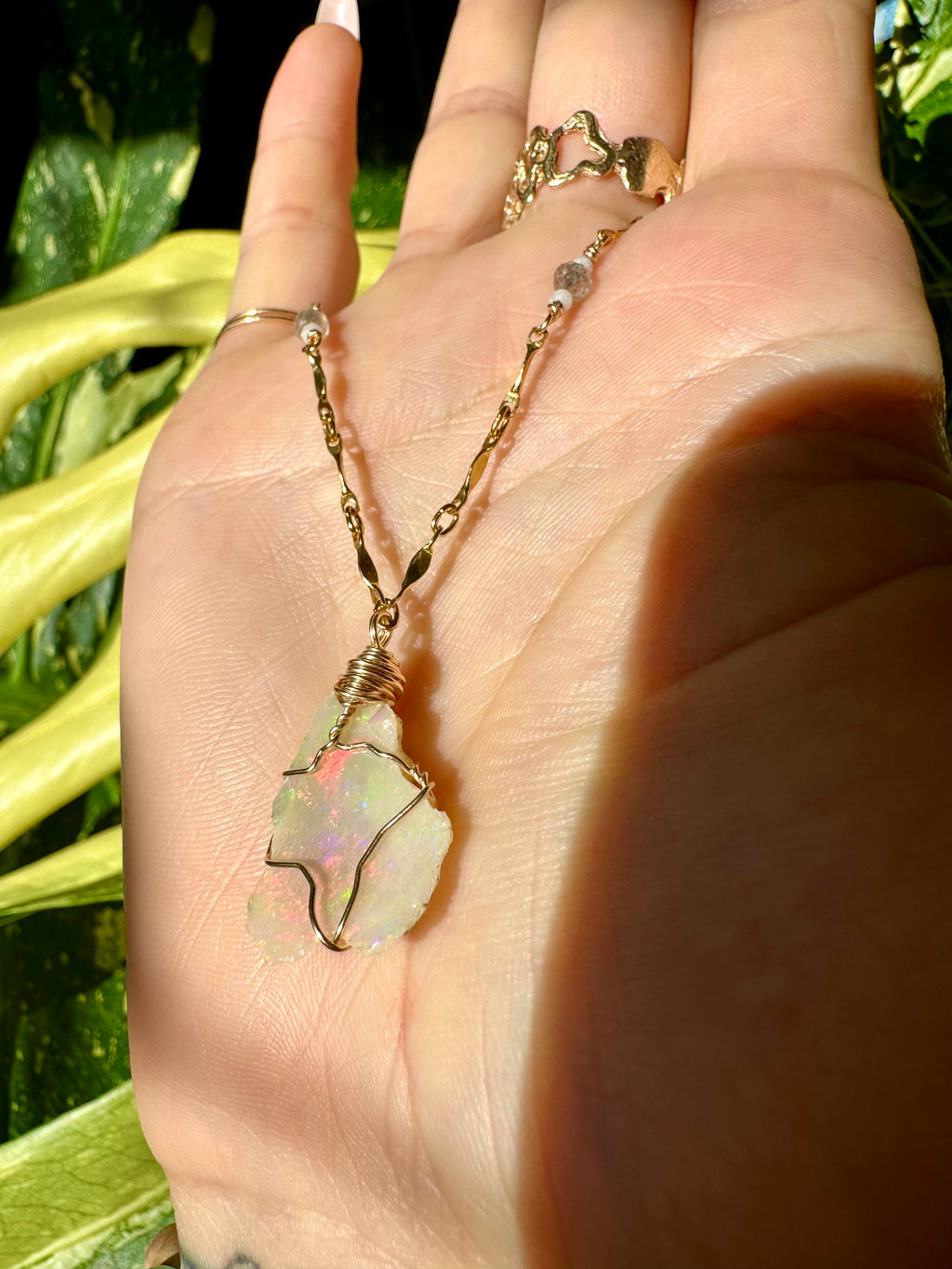 ♡one of one♡ raw opal necklace 14k gold