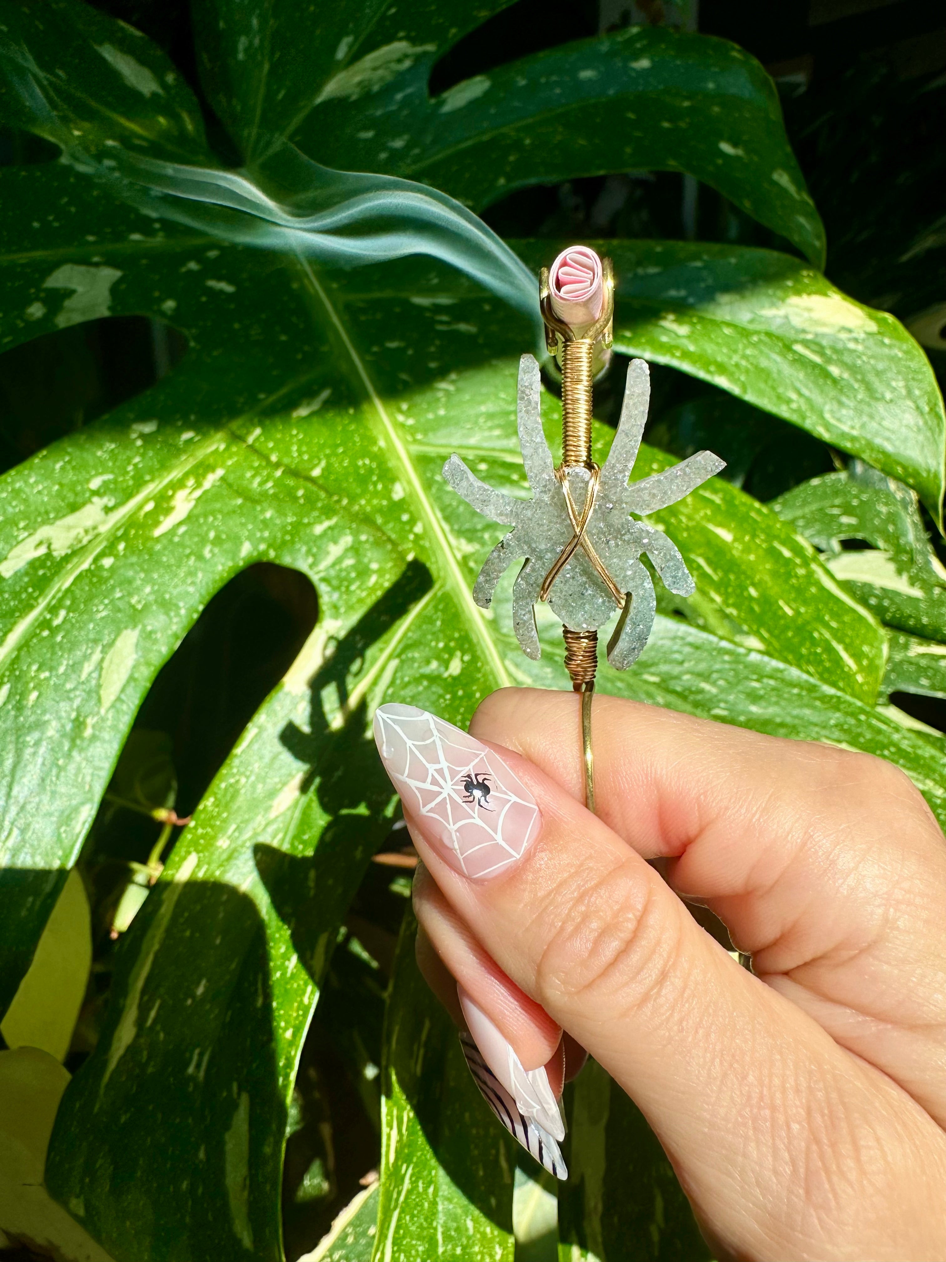 quartz druzy spider smoke ring ♡