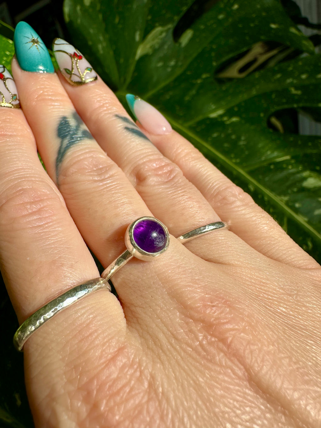 amethyst sterling silver ring size 6.5