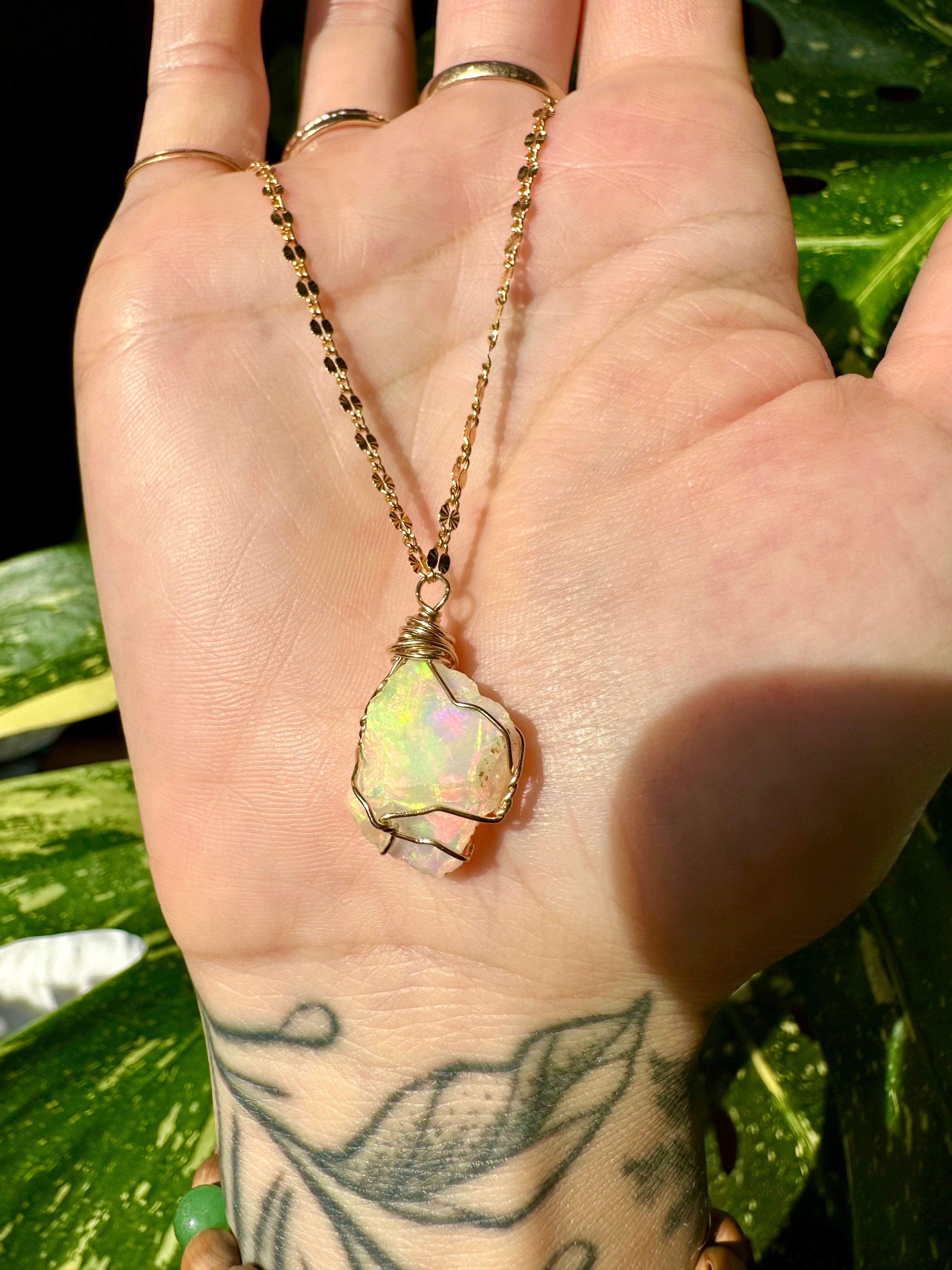 ♡one of one♡ raw opal necklace in 14k gold *