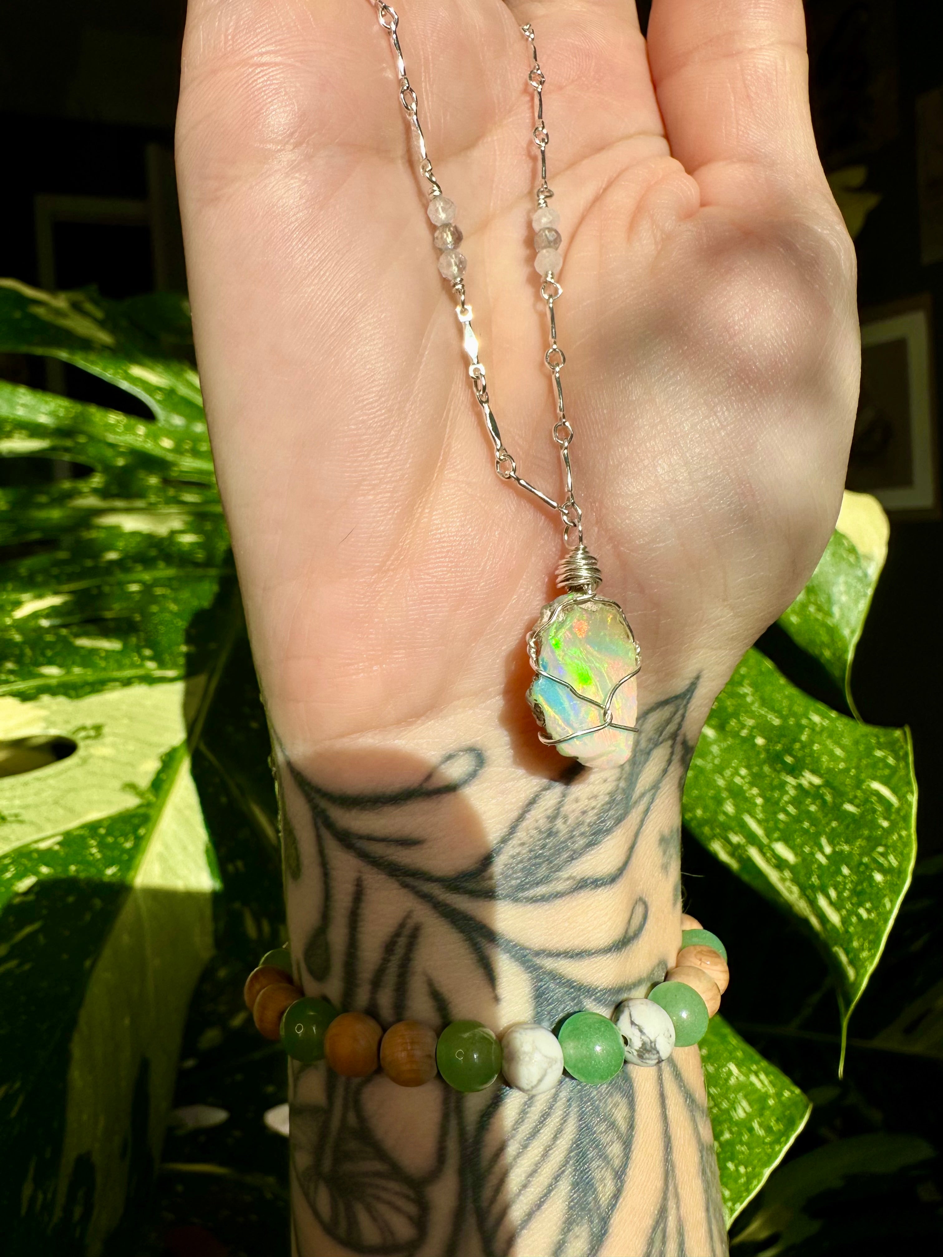 ♡one of one♡ raw opal necklace in sterling silver ***