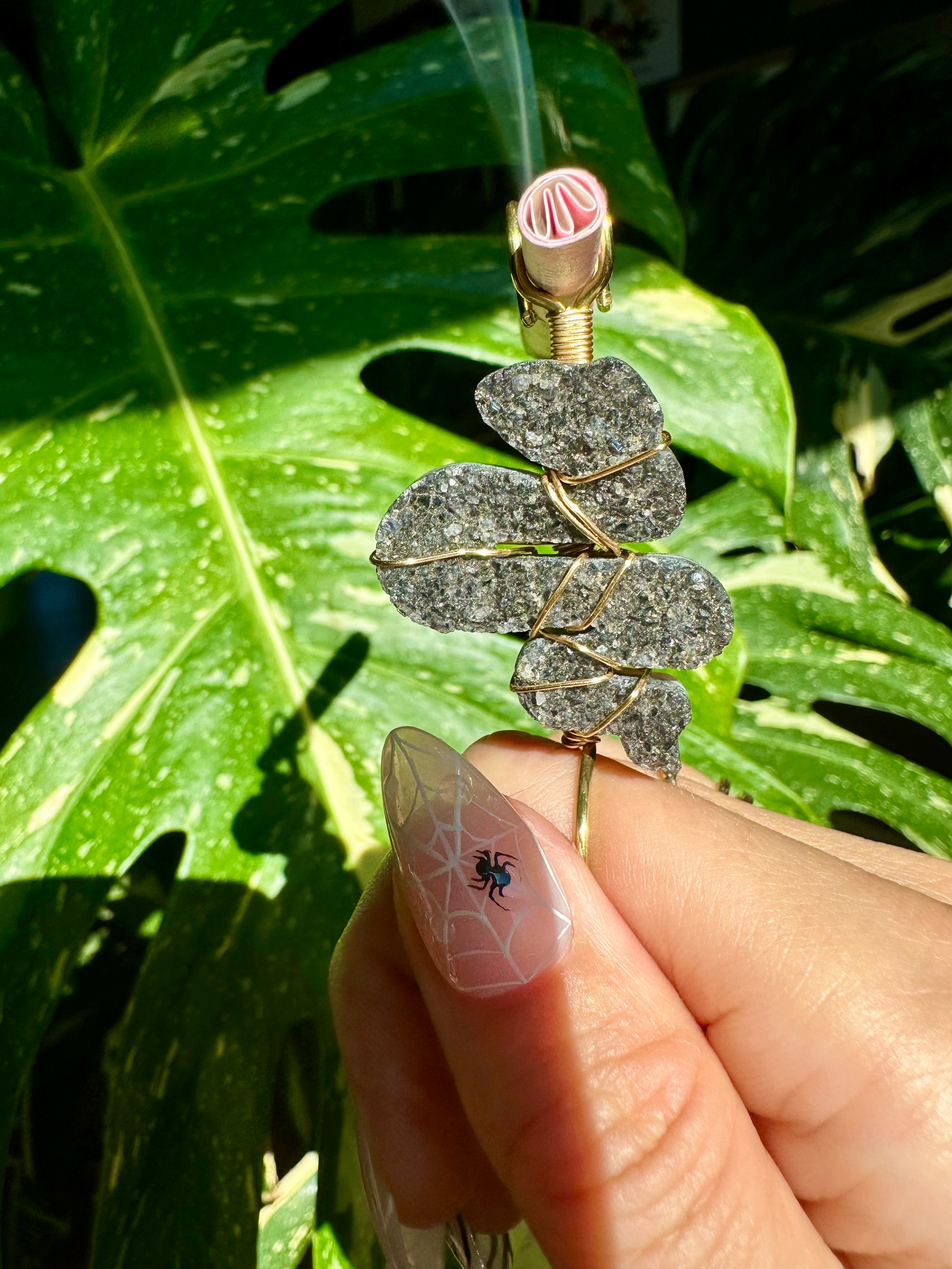 *one of one* black amethyst crystal snake smoke ring