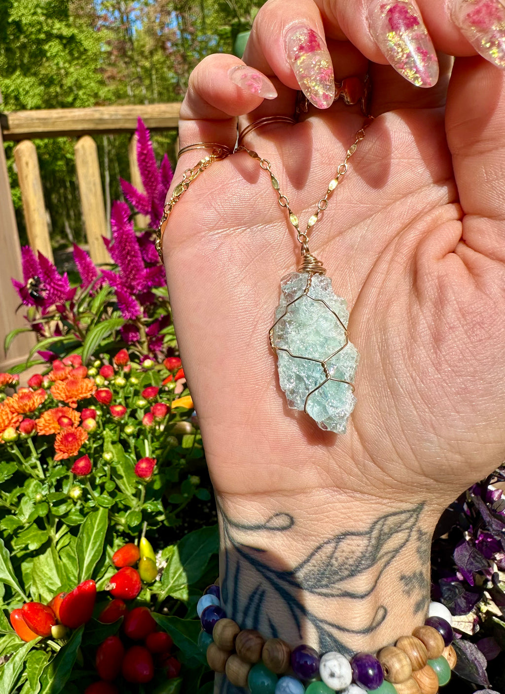 *one of one* raw aquamarine necklace gold