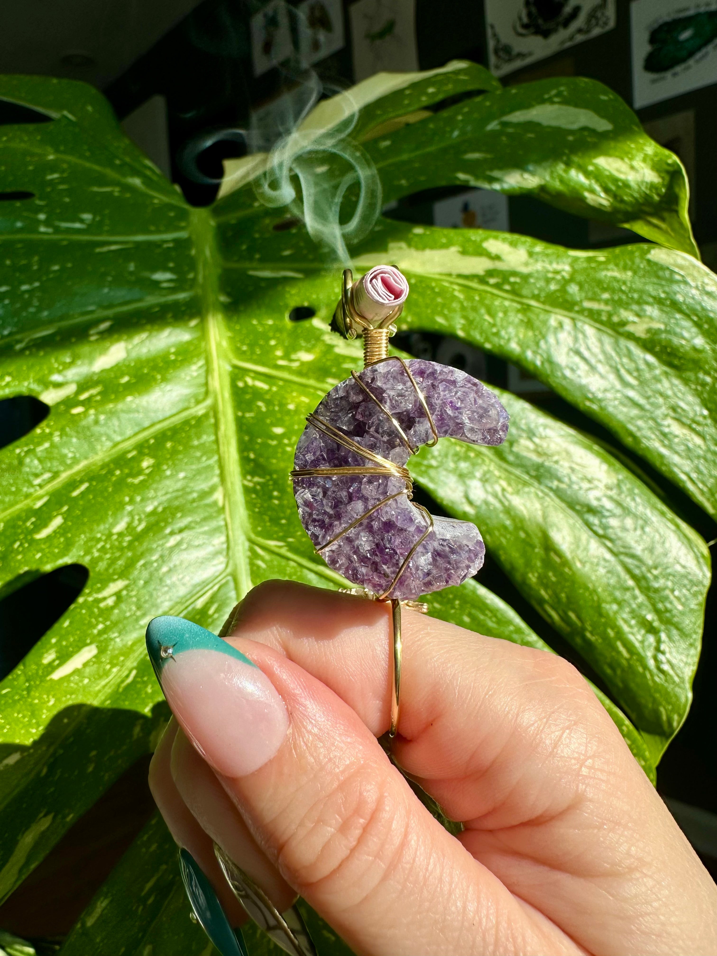 amethyst crystal moon smoke ring ♡