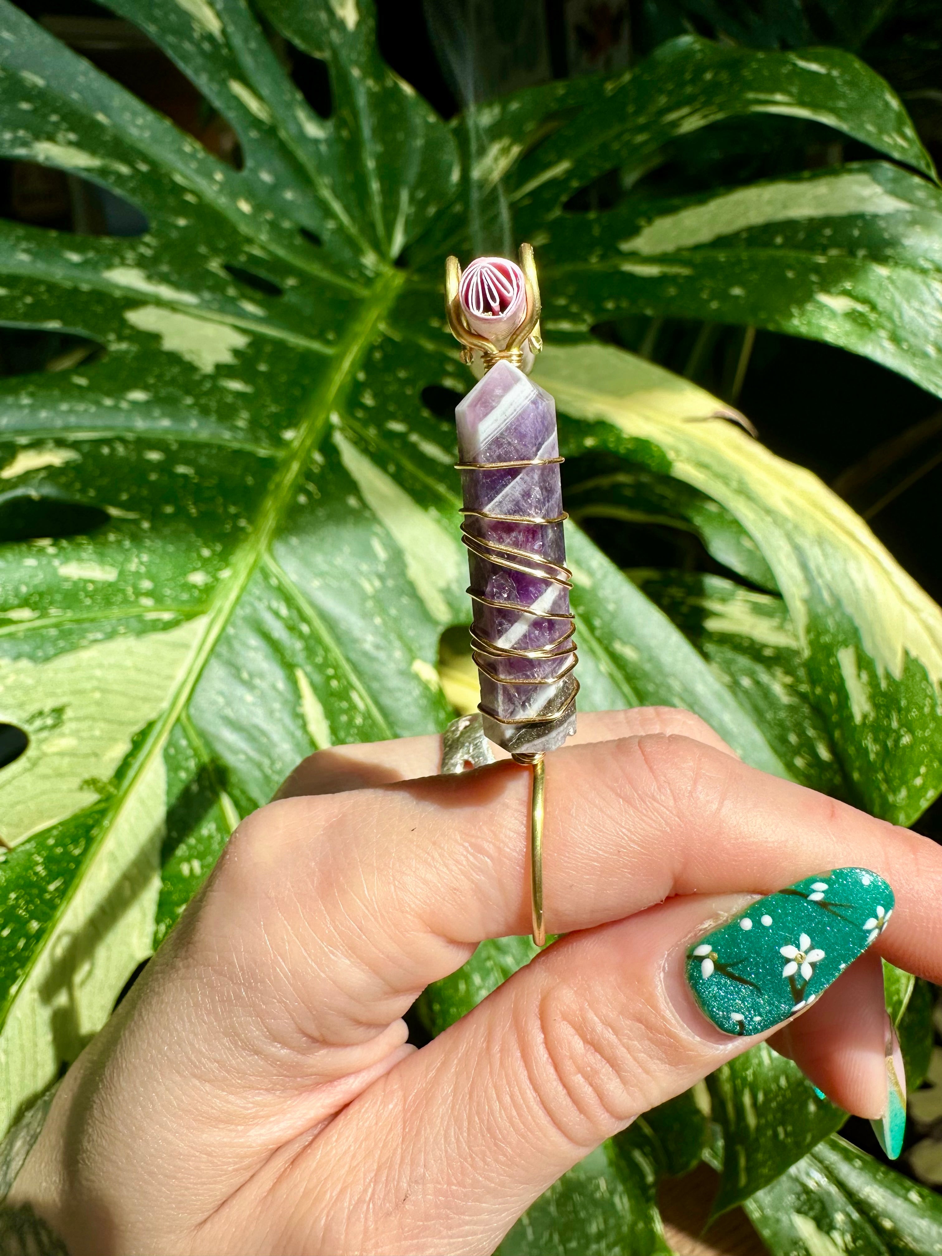 amethyst crystal point smoke ring ♡ *handmade for you*