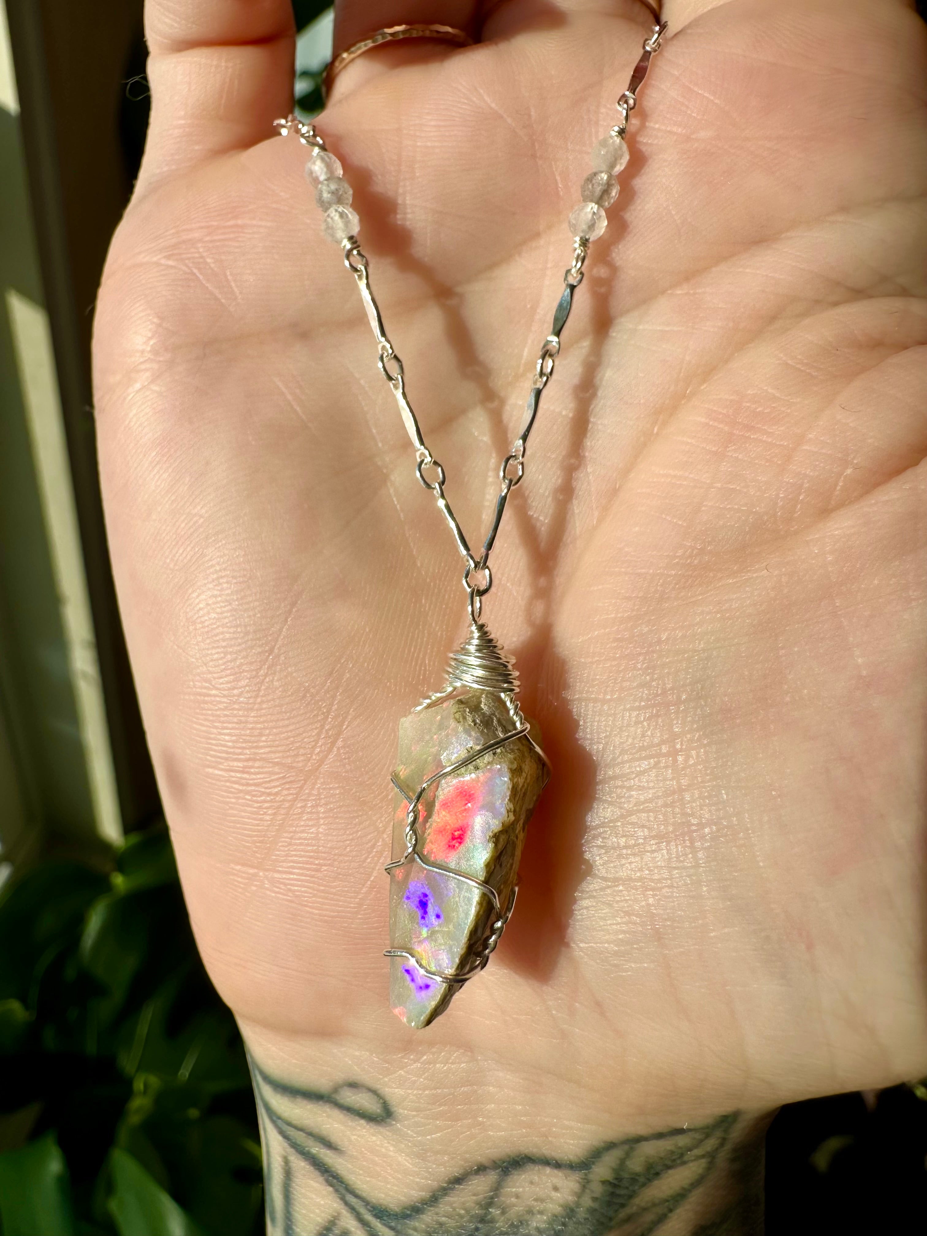 *one of one♡ raw opal necklace in sterling silver