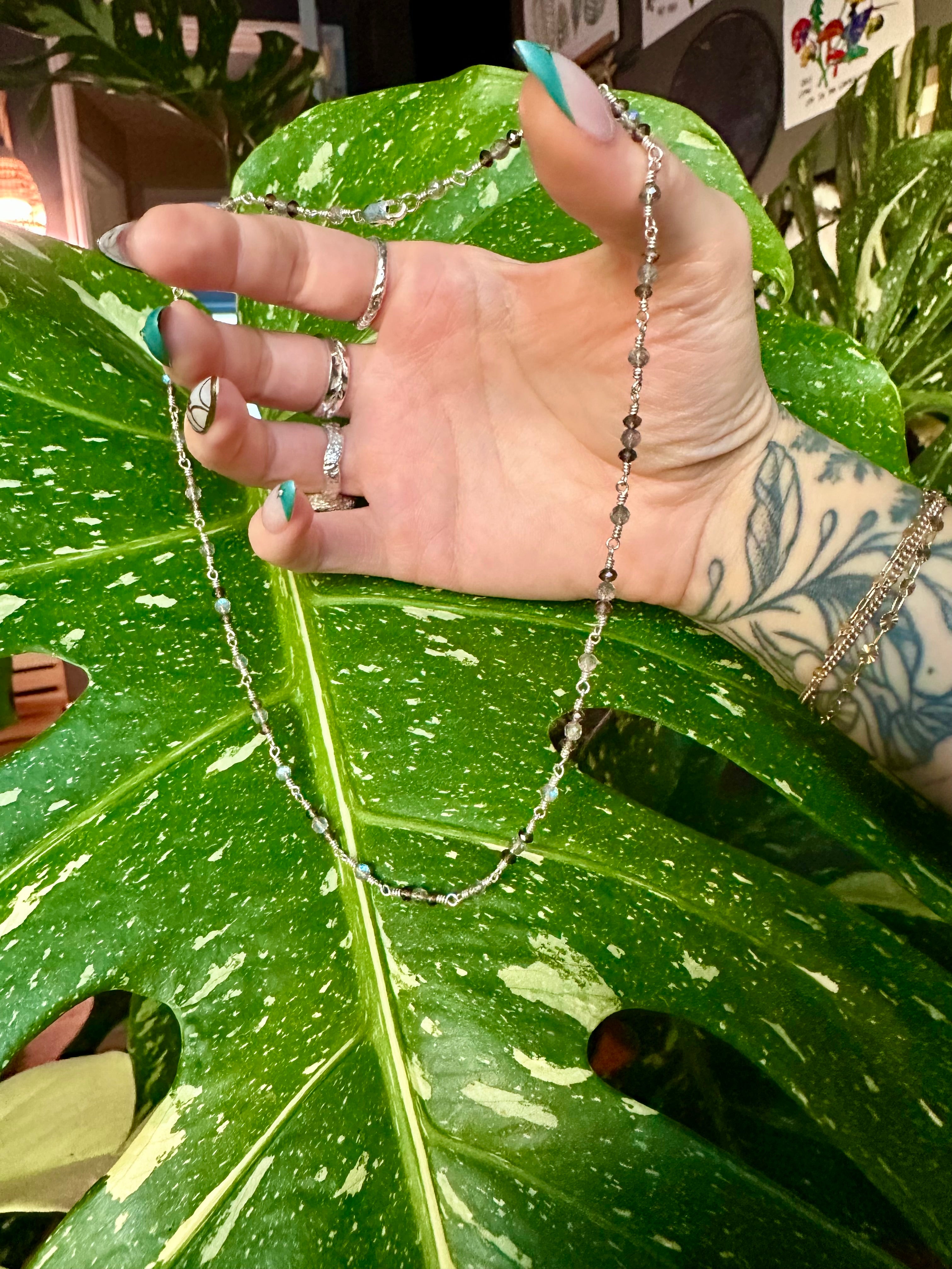 labradorite & smoky quartz necklace