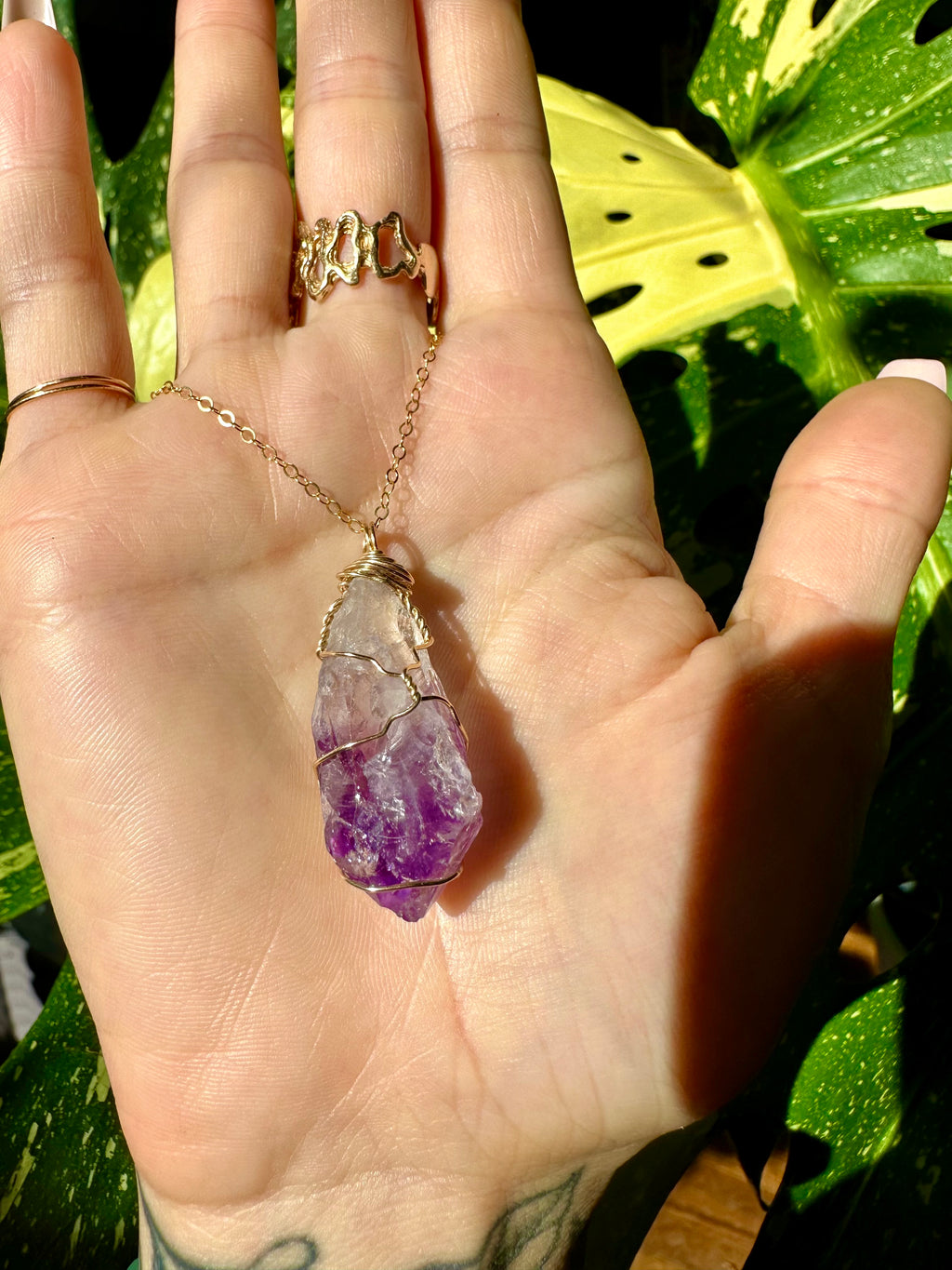 ♡one of one♡ raw amethyst necklace 14k gold