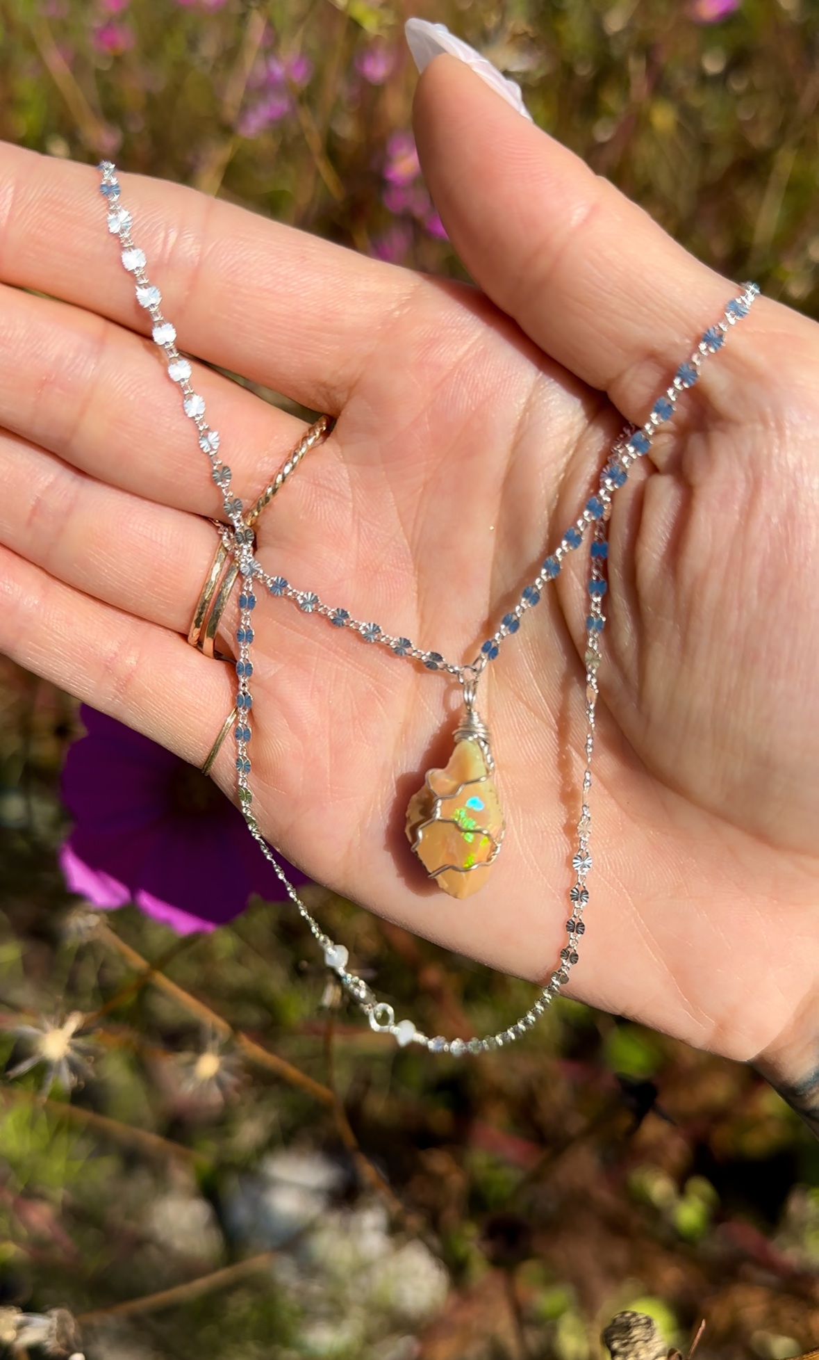 *one of one* raw opal necklace in sterling silver ♡
