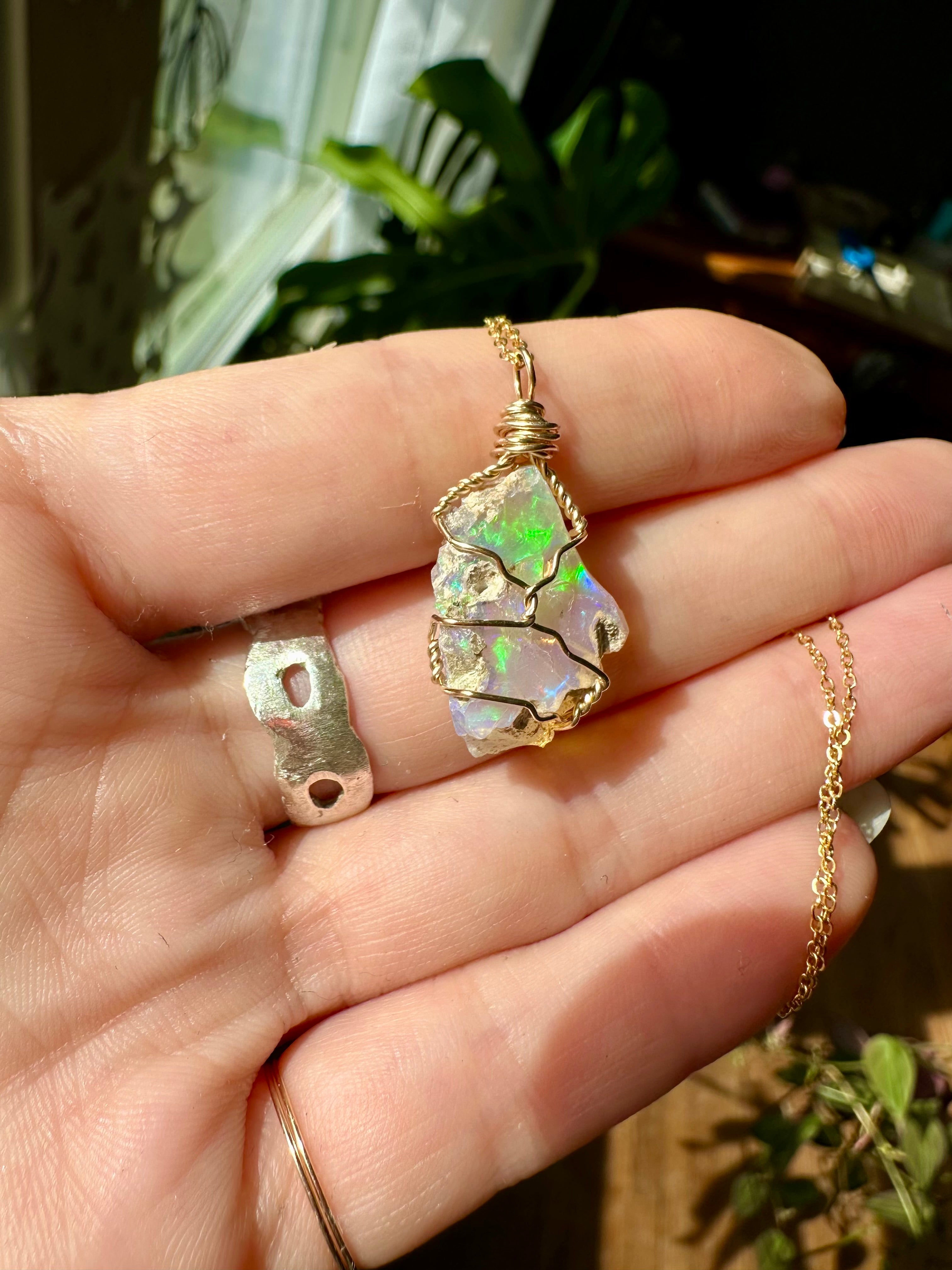 ♡one of one♡ raw opal necklace in gold