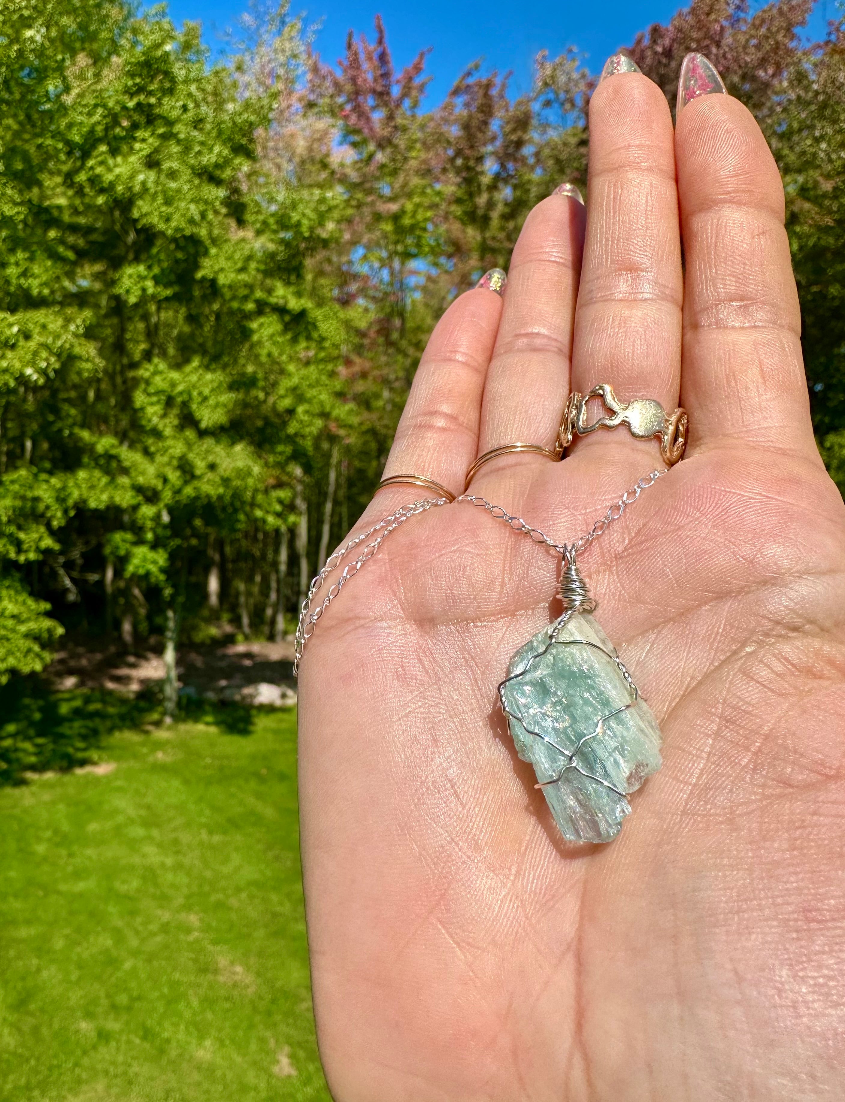 *one of one* raw aquamarine necklace sterling silver