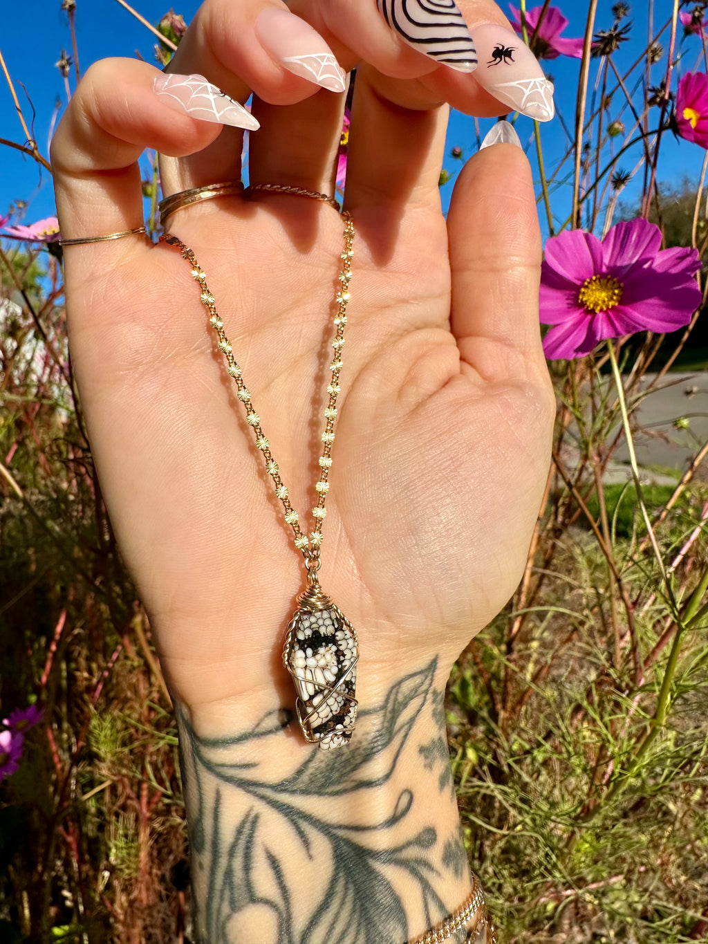 *one of one* snake skin fossil coffin necklace in 14k gold fill