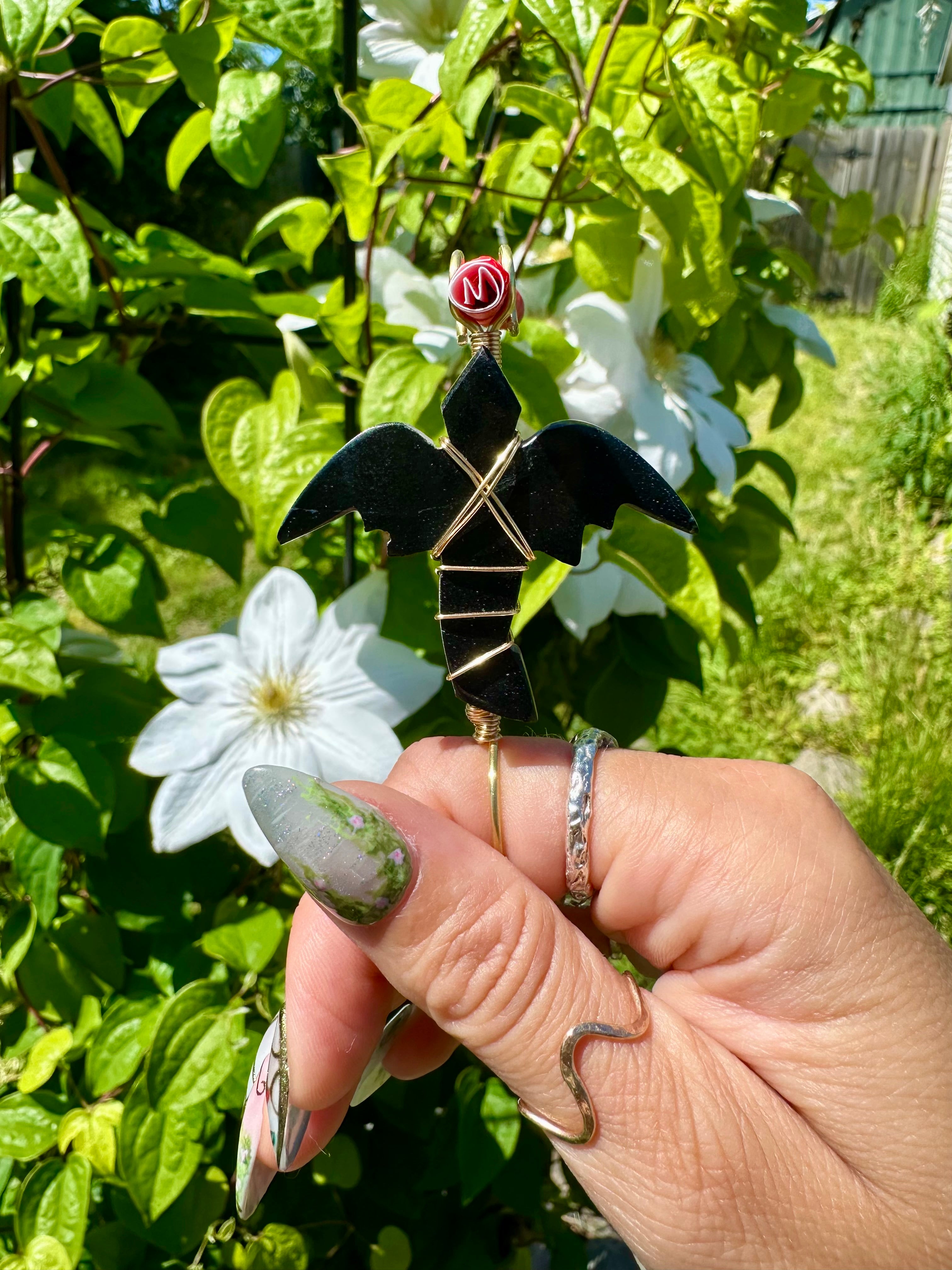 *one of one* jet black crystal dragon smoke ring ♡