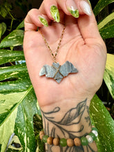 Load image into Gallery viewer, *one of one* chalcedony bat necklace gold