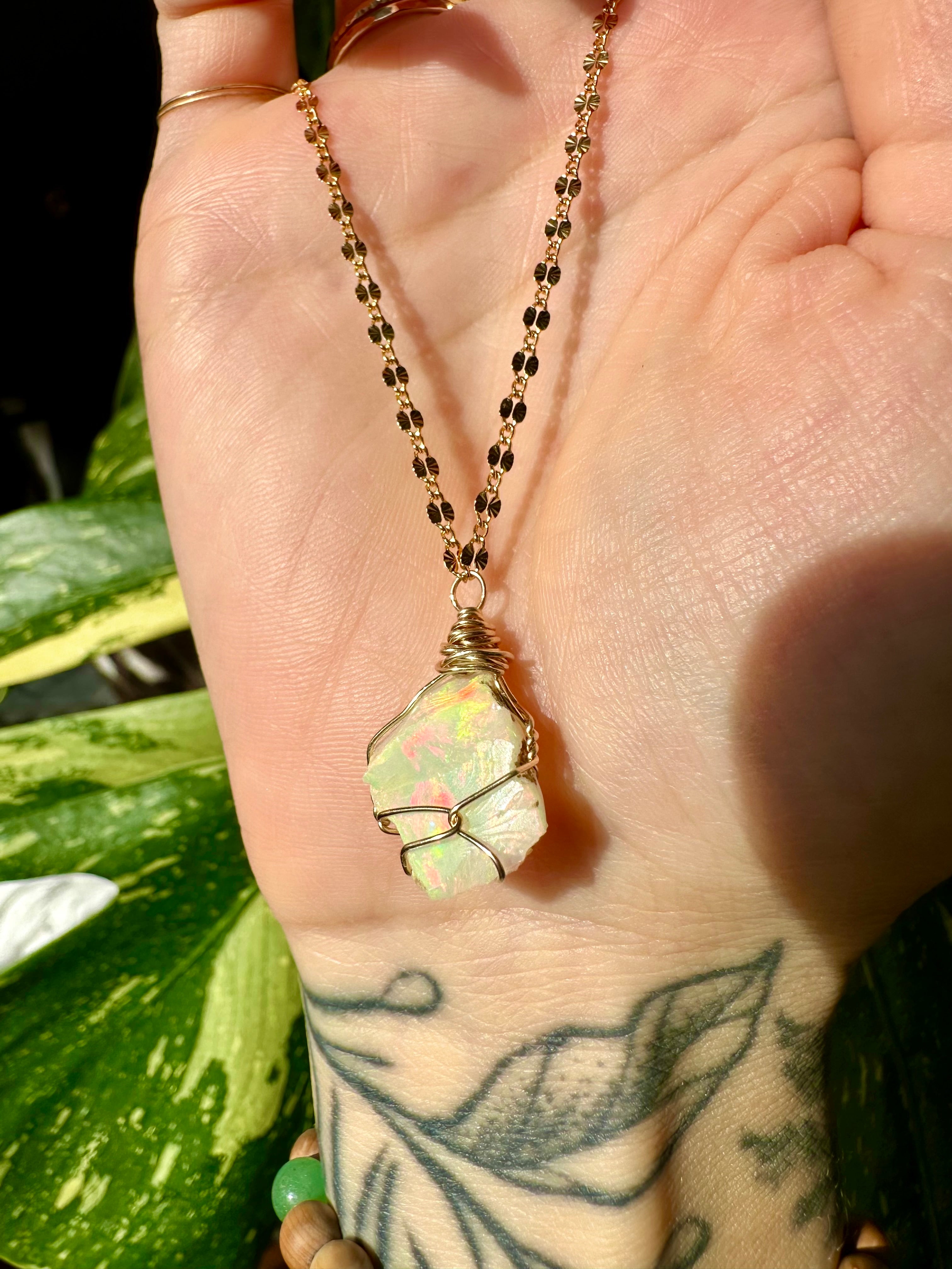 ♡one of one♡ raw opal necklace in 14k gold *
