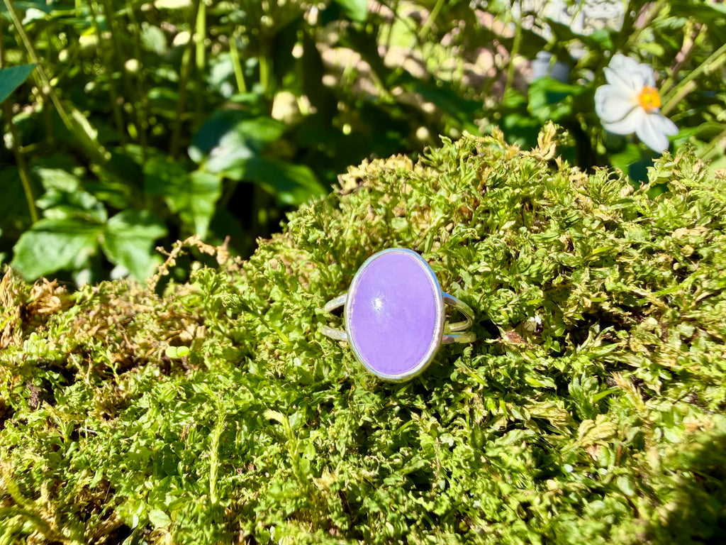 lavender jade double band ring in sterling silver size 7