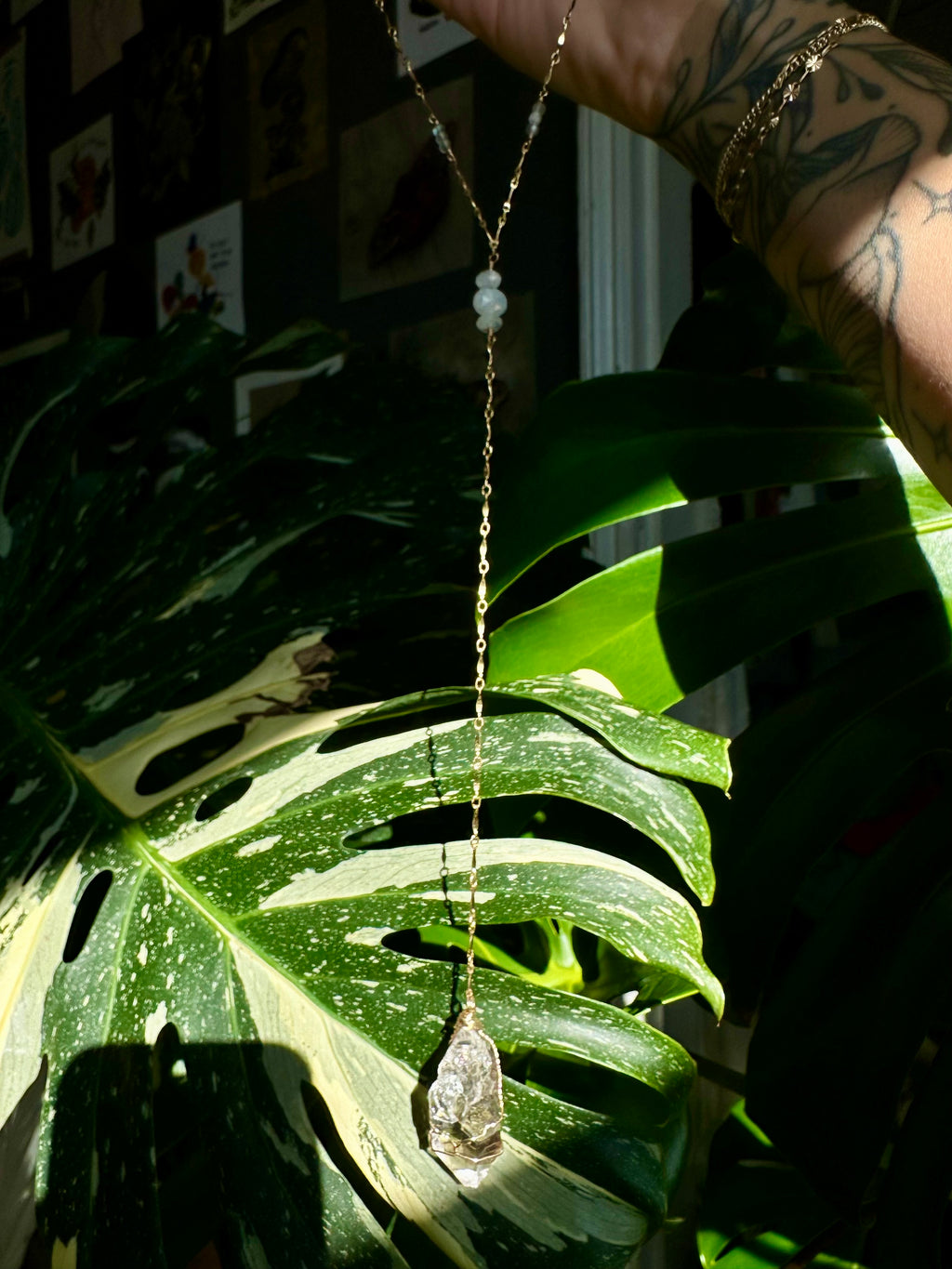 *one of one* ‘diamond’ quartz drop necklace in 14k gold fill
