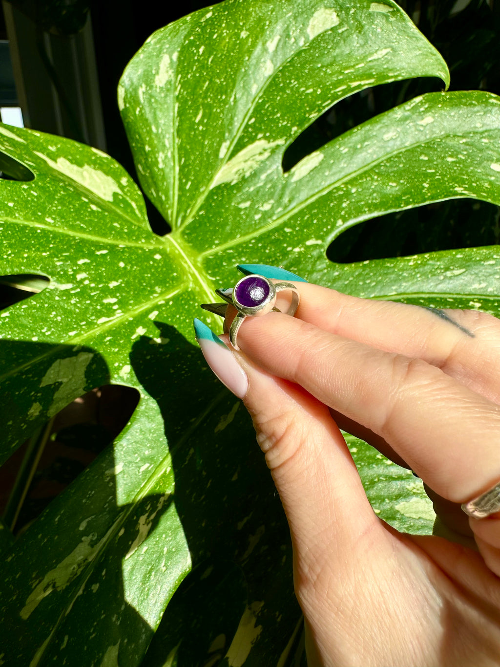 amethyst sterling silver ring size 6.5