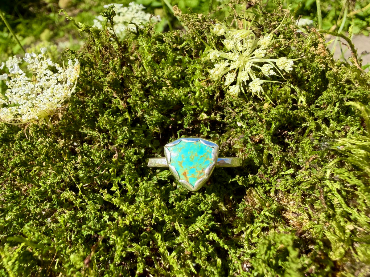 reuleaux wavy triangle turquoise sterling silver ring size 12.25