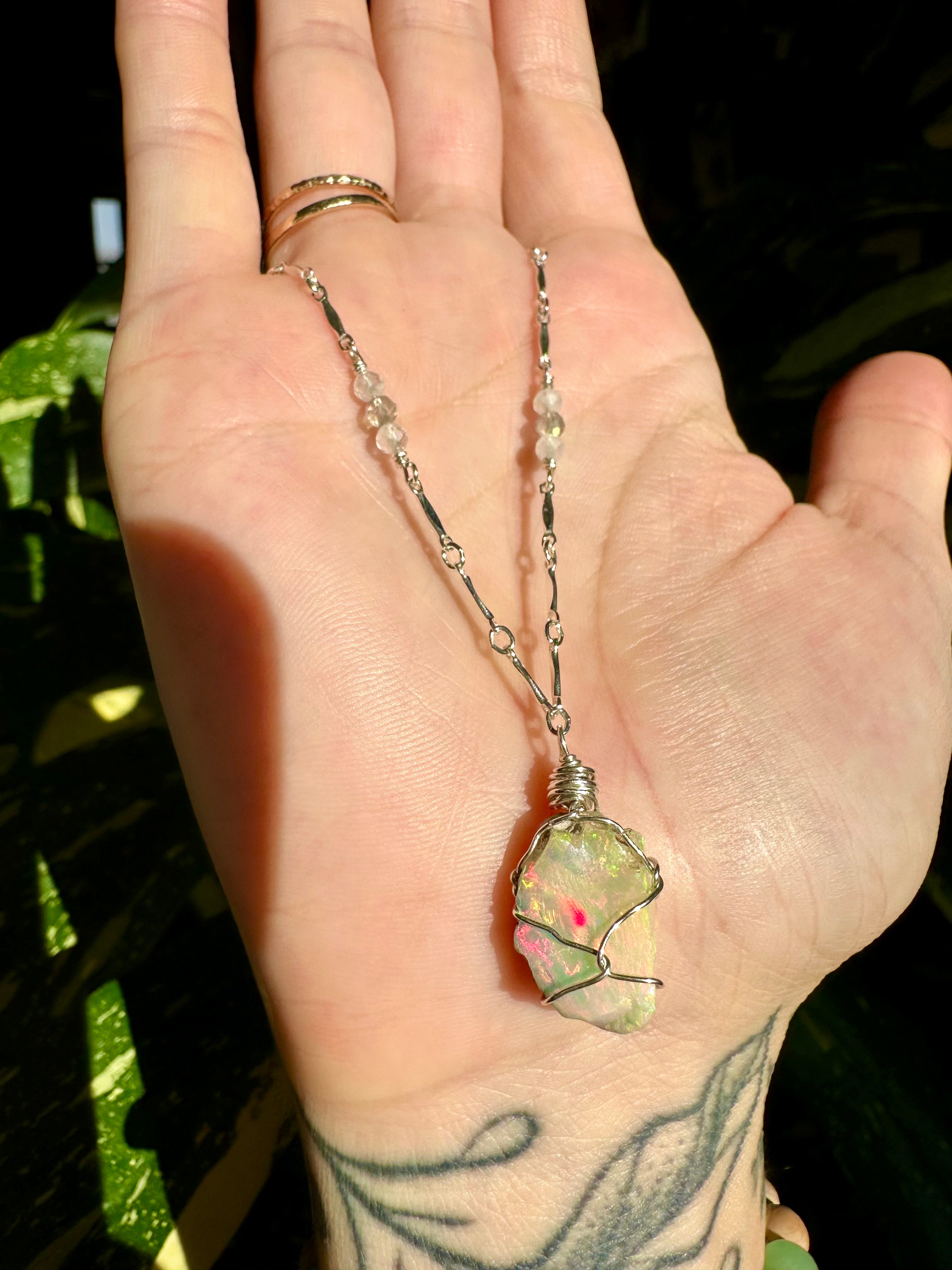 ♡one of one♡ raw opal necklace in sterling silver ***