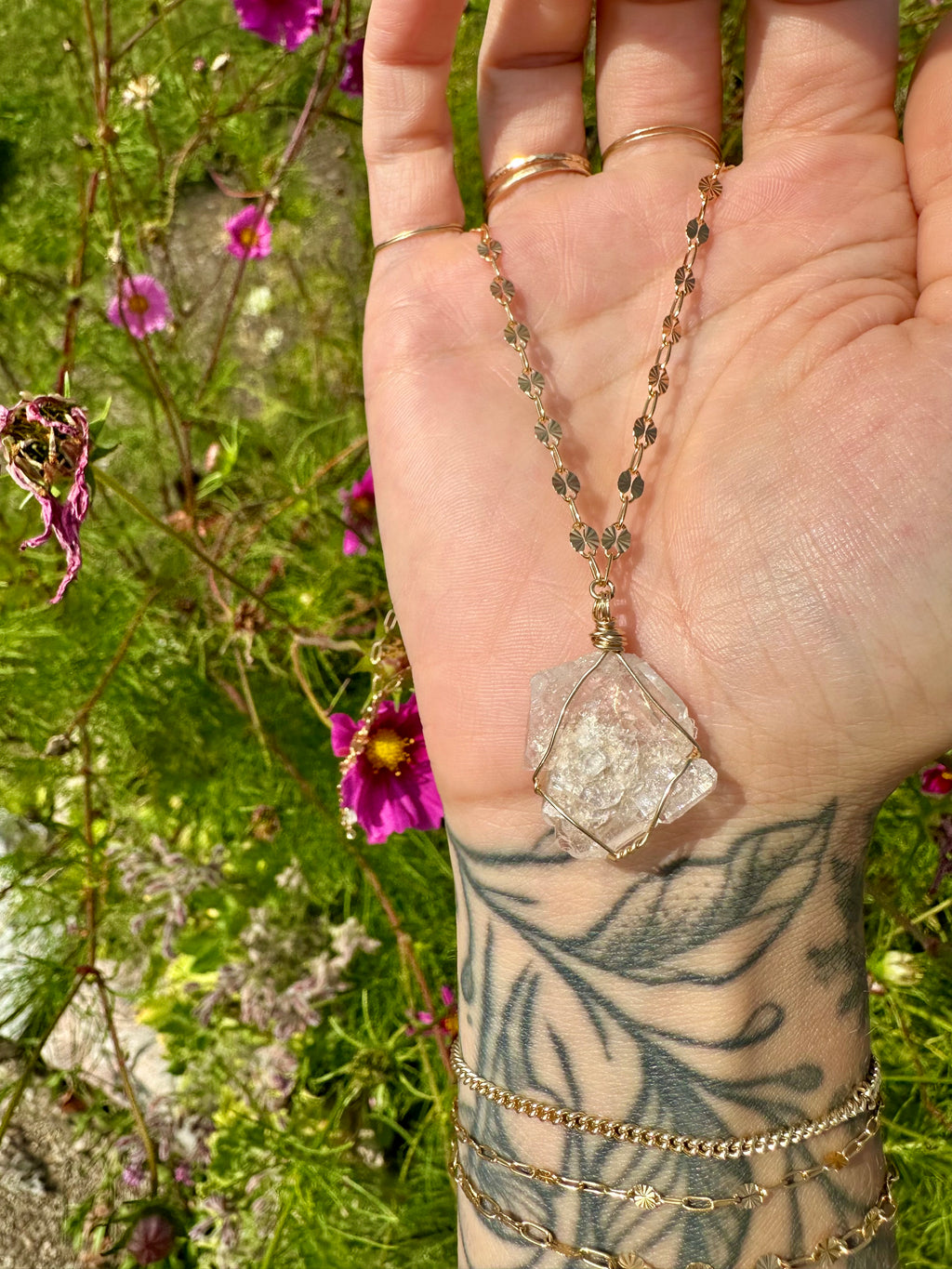 *one of one* raw quartz necklace 14k gold fill