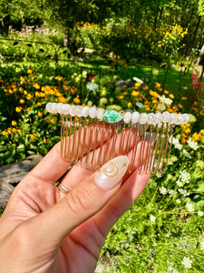 moonstone agate leaf comb hair accessory ♡