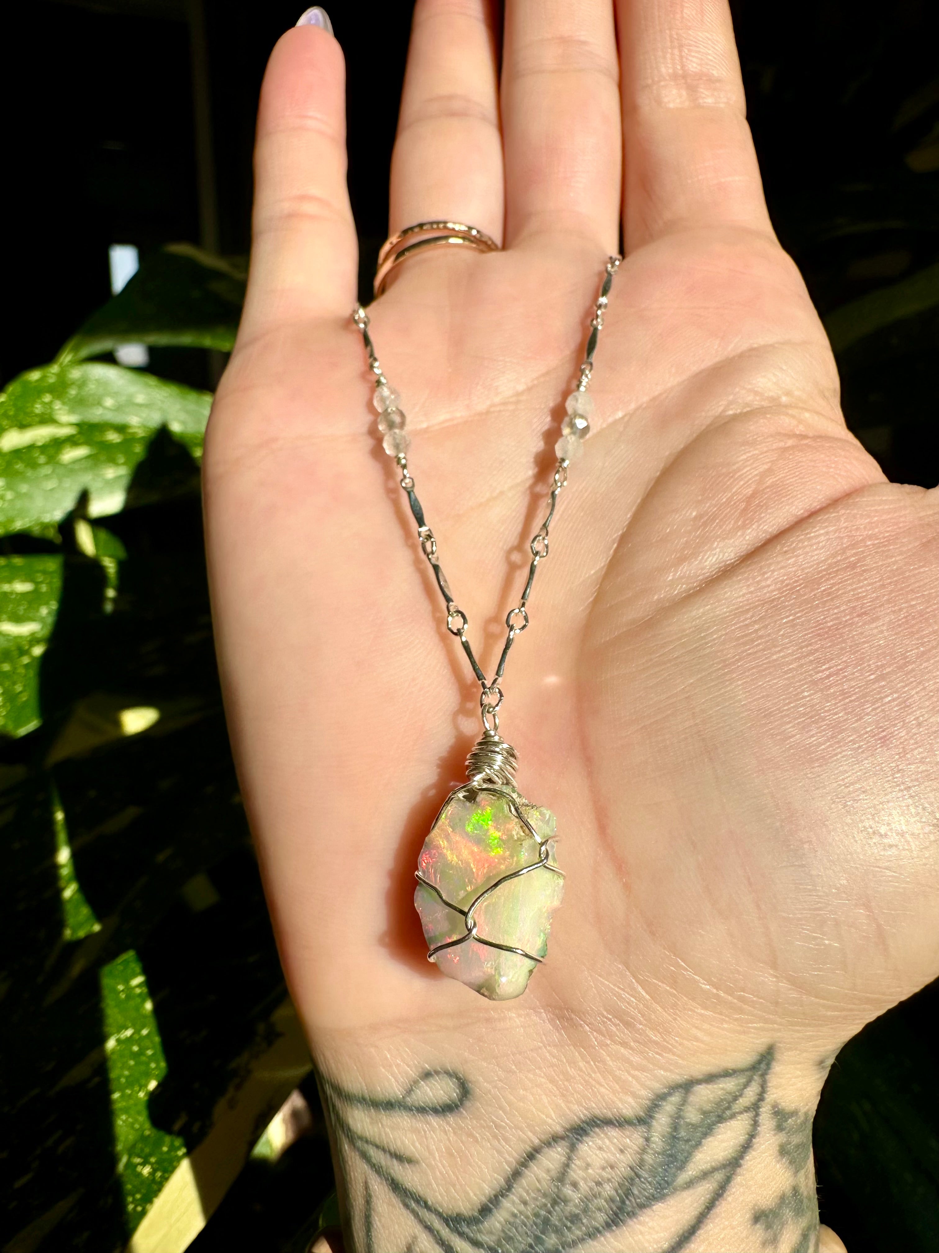 ♡one of one♡ raw opal necklace in sterling silver ***