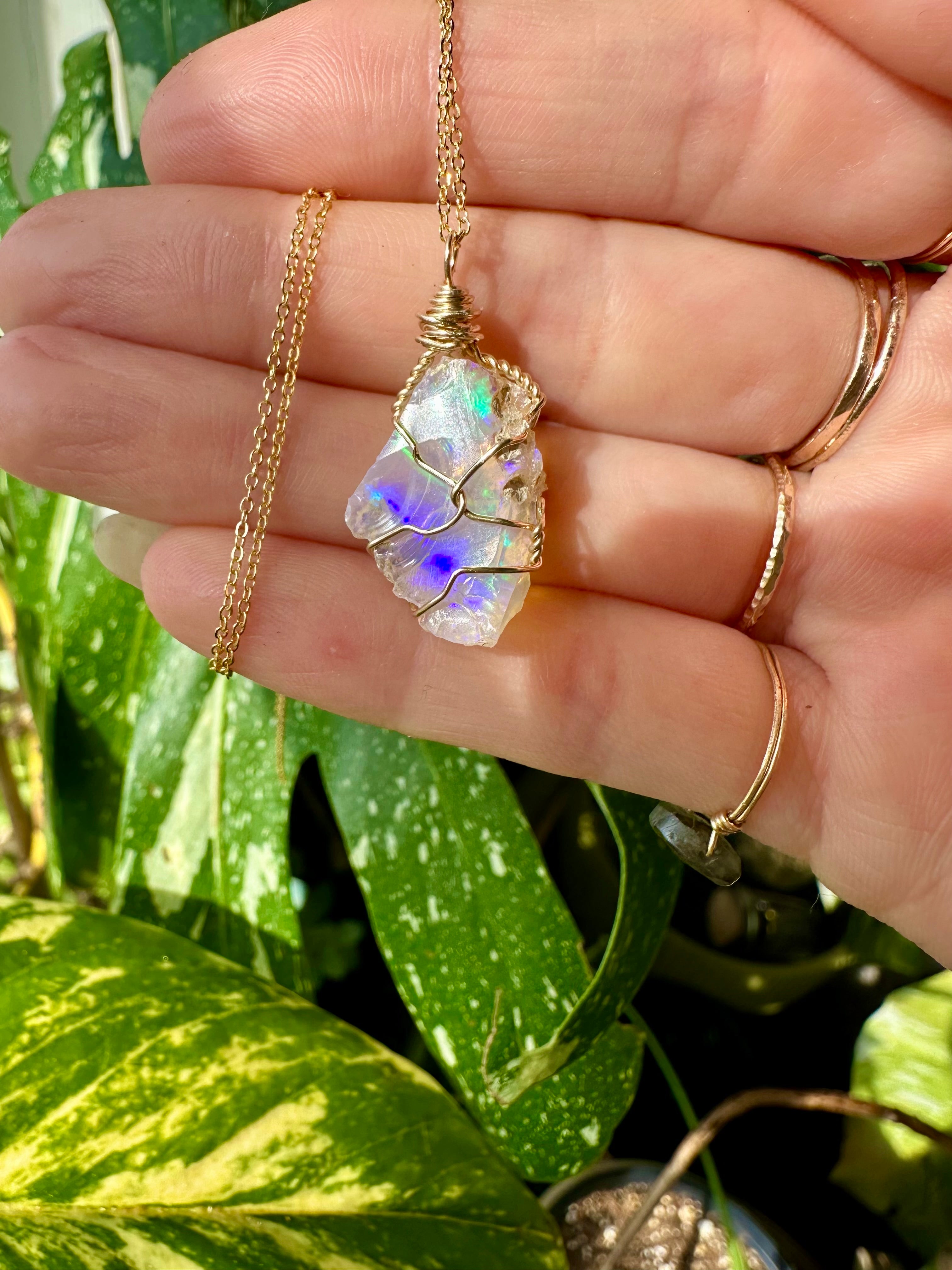 ♡one of one♡ raw opal necklace in gold