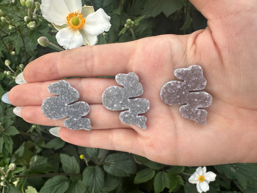 set of 3 quartz druzy snake crystals