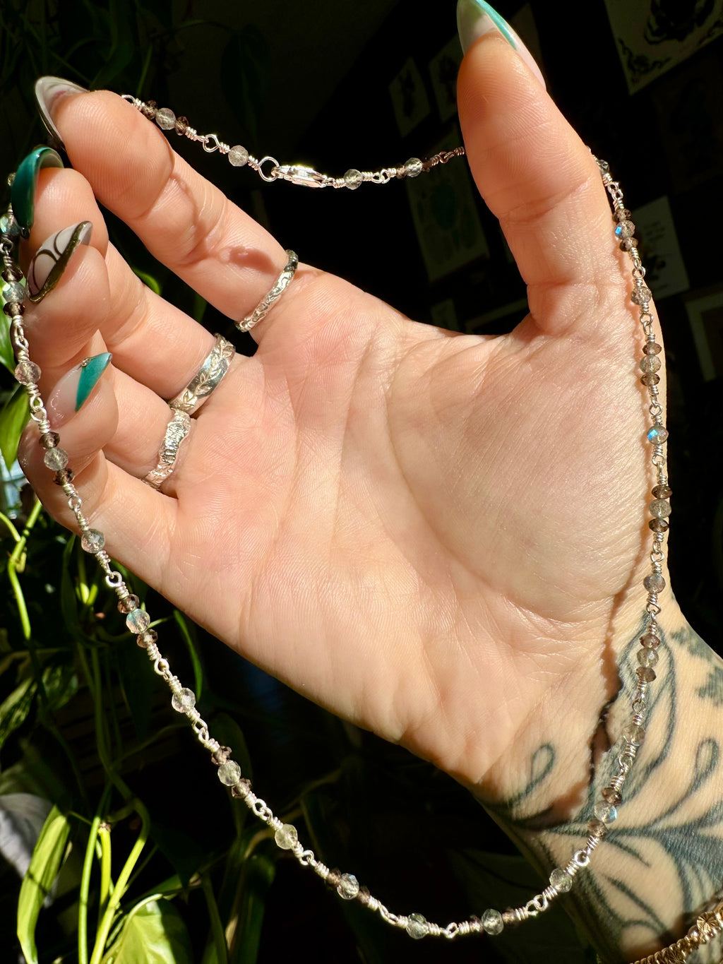 labradorite & smoky quartz necklace