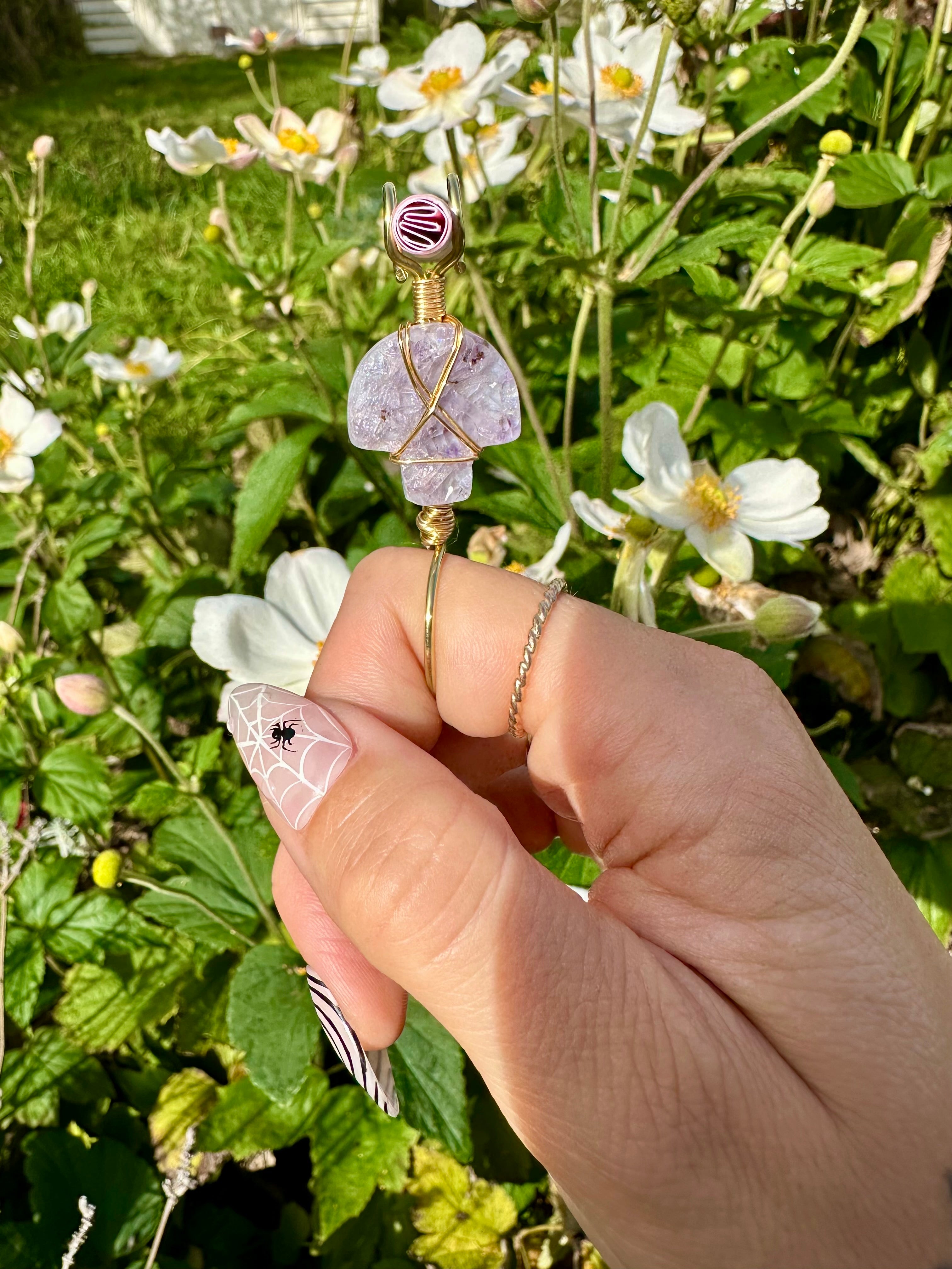 quartz druzy mushroom smoke ring ♡