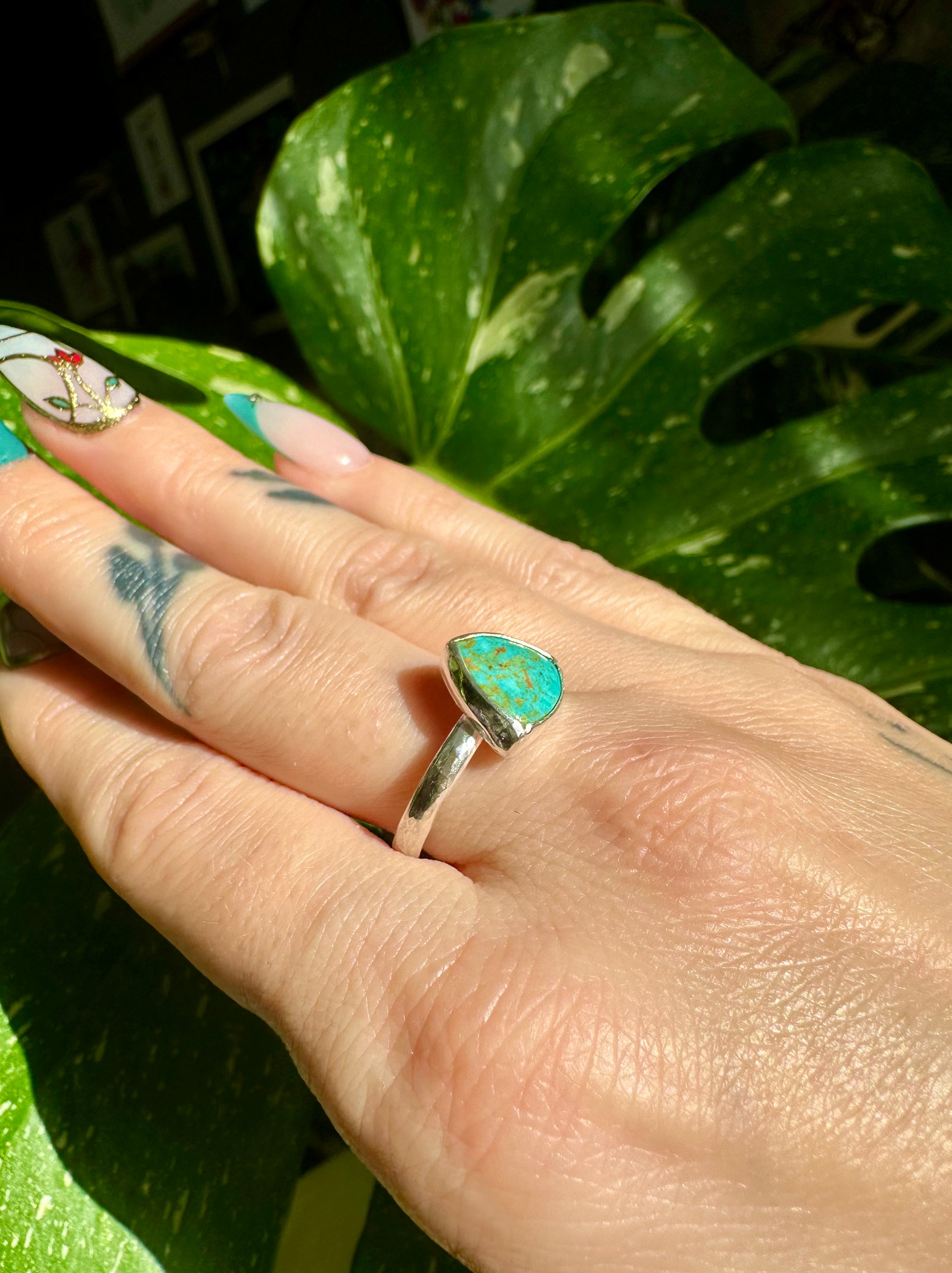 reuleaux triangle turquoise sterling silver ring size 7.5