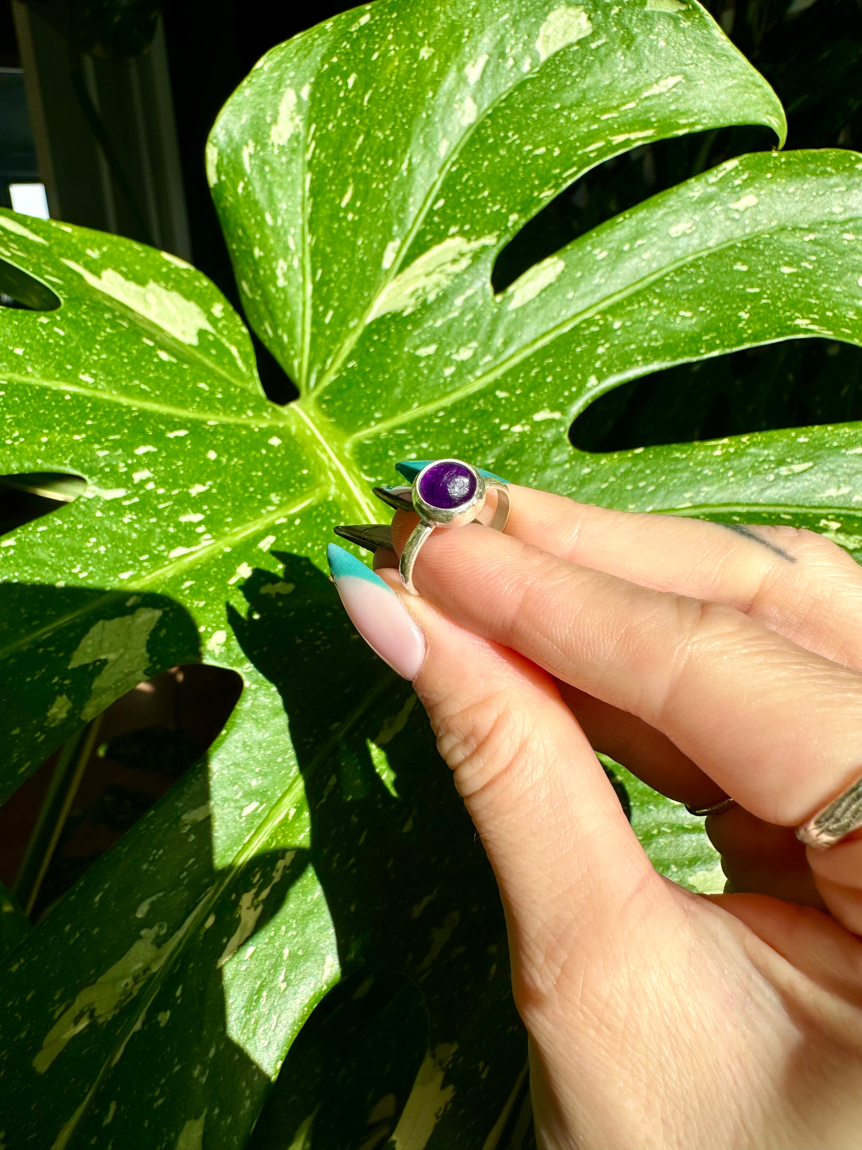 amethyst sterling silver ring size 6.5