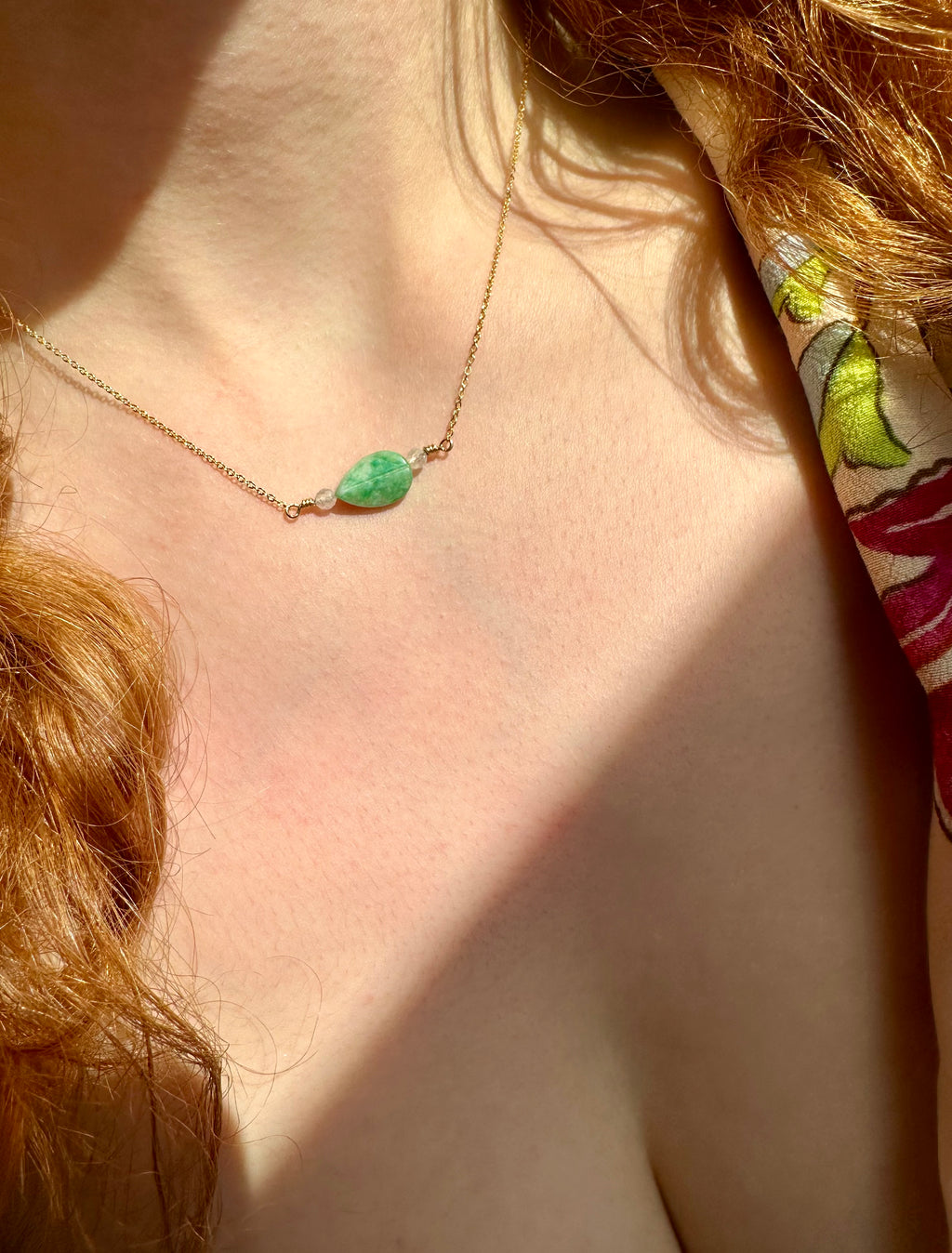 jade leaf & moonstone necklace - made for you in sterling silver or gold